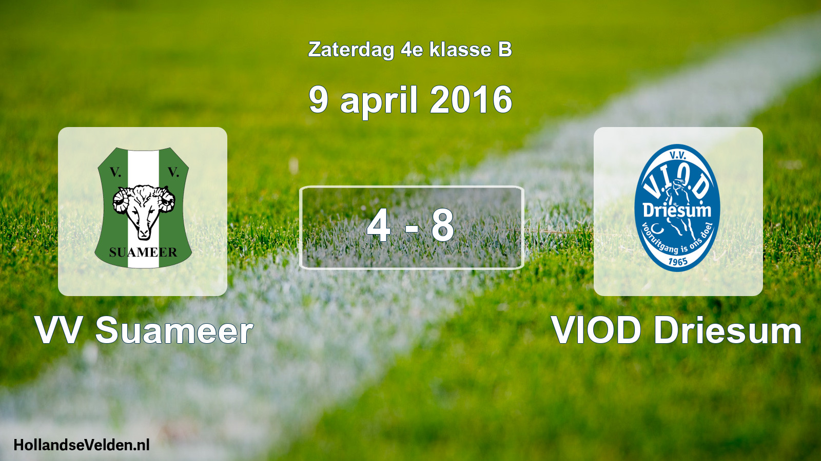 Total number of matches played: VV Suameer - VIOD Driesum 4 - 8 (9 April 2016)