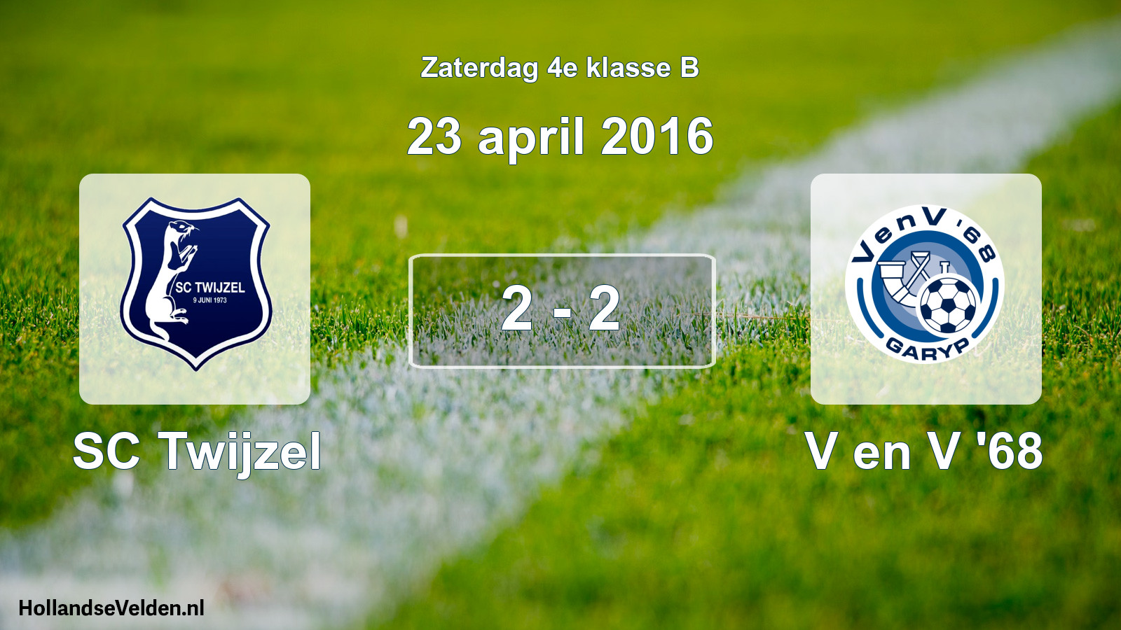 Total number of matches played: SC Twijzel - V en V '68 2 - 2 (23 April 2016)