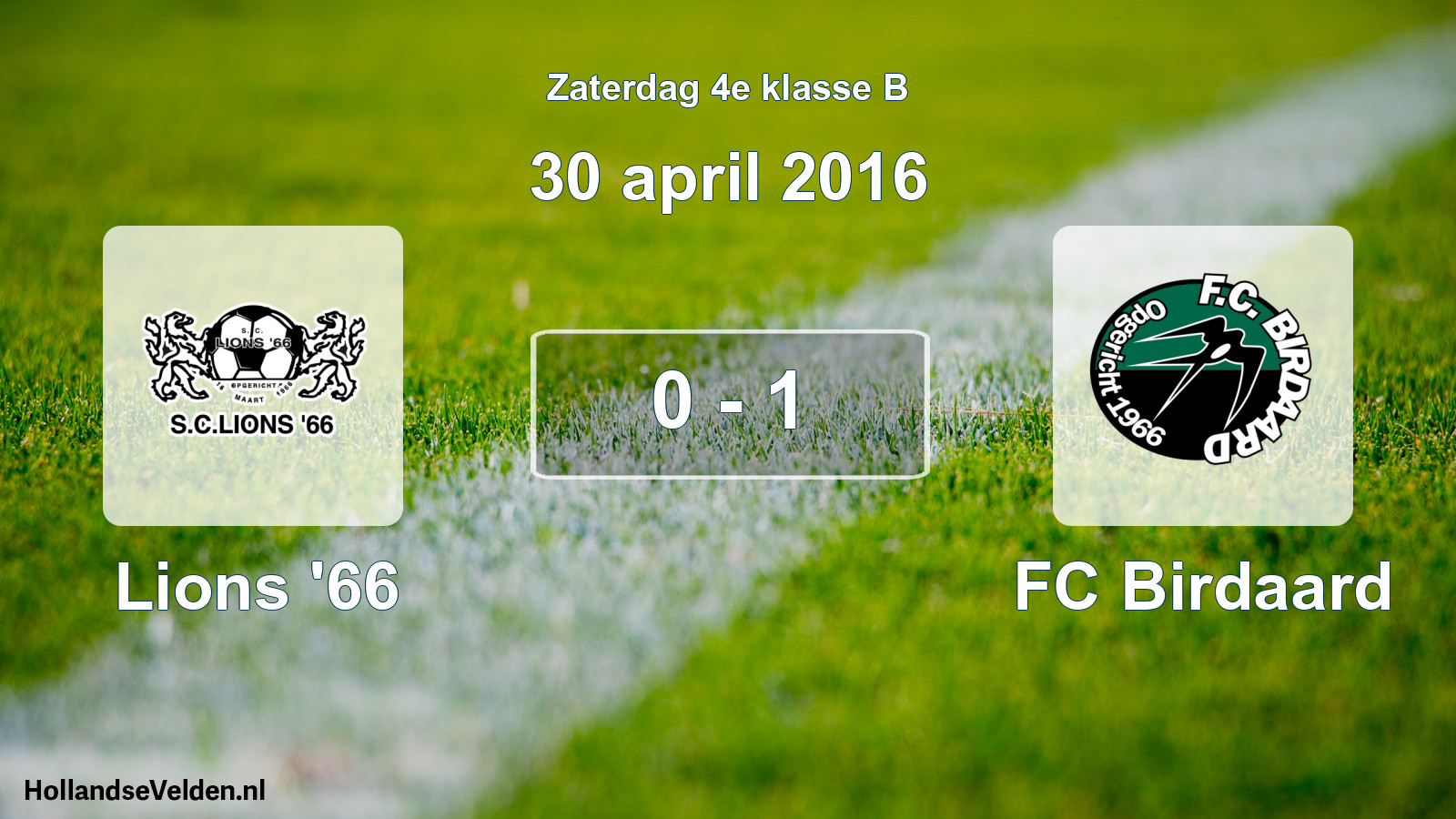 Total number of matches played: Lions '66 - FC Birdaard 0 - 1 (30 April 2016)