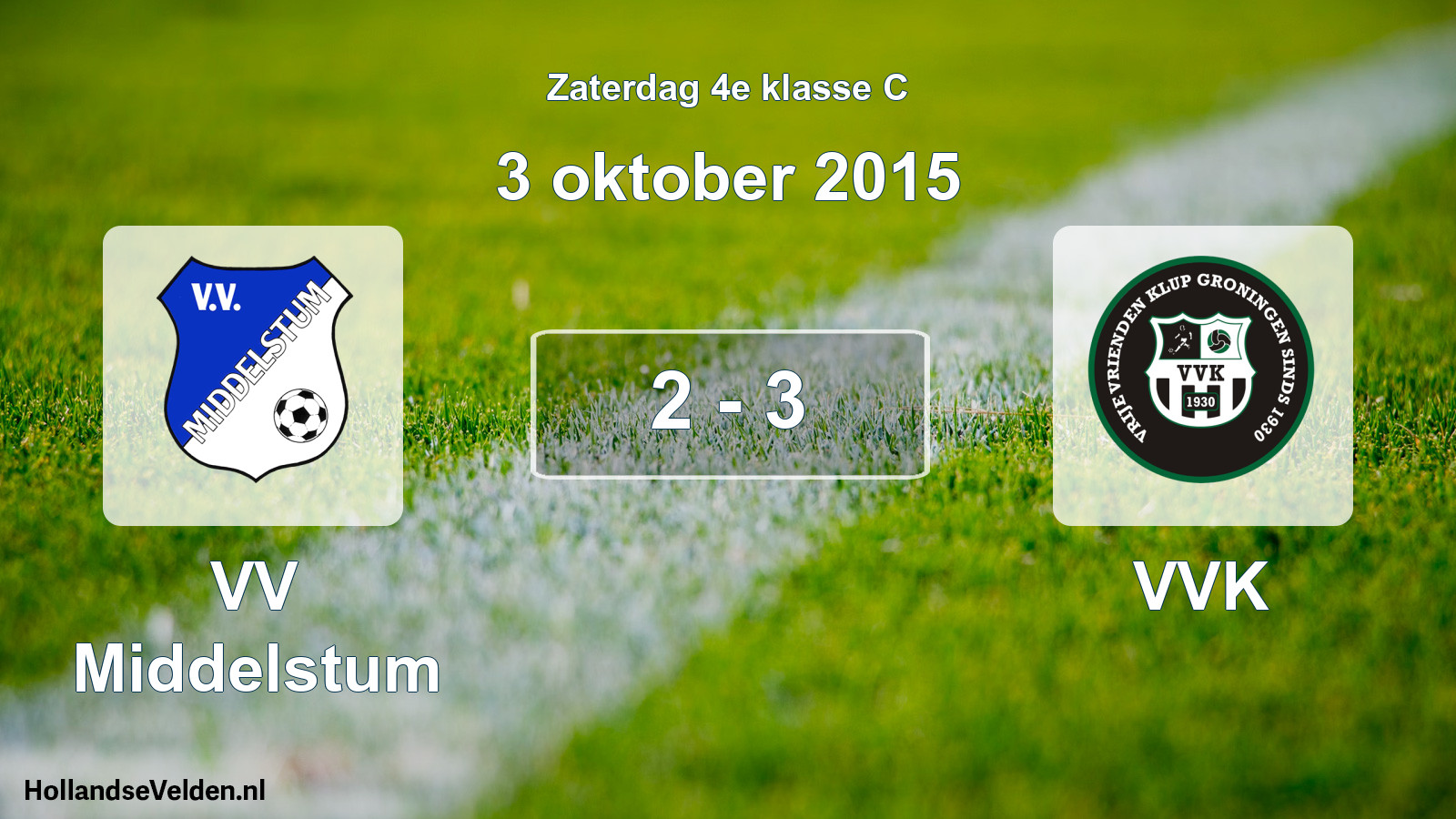 Total number of matches played: VV Middelstum - VVK 2 - 3 (3 October 2015)