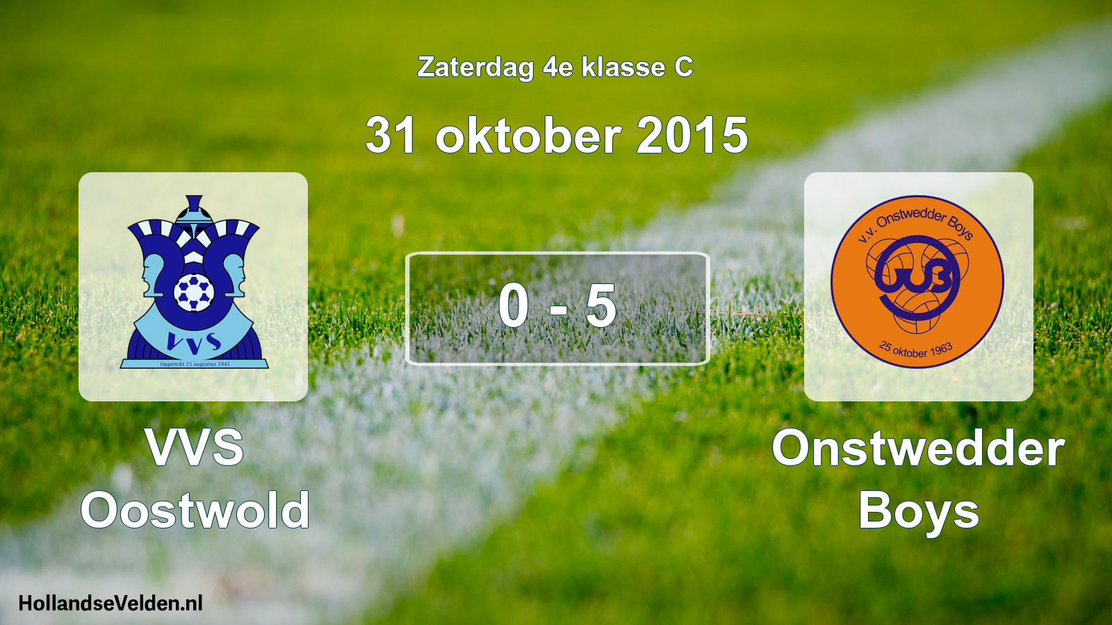 Total number of matches played: VVS Oostwold - Onstwedder Boys 0 - 5 (31 October 2015)