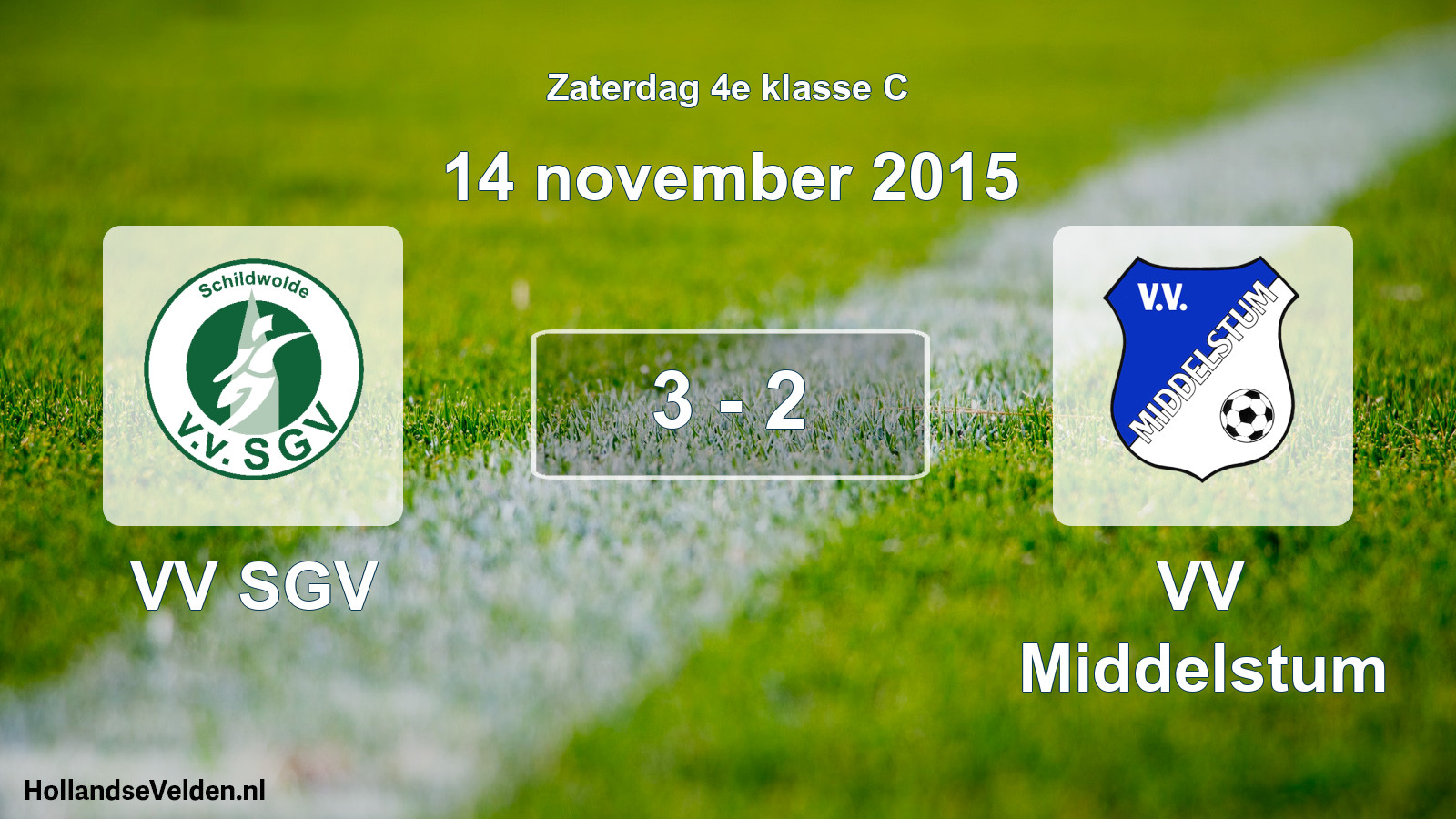 Total number of matches played: VV SGV - VV Middelstum 3 - 2 (14 November 2015)