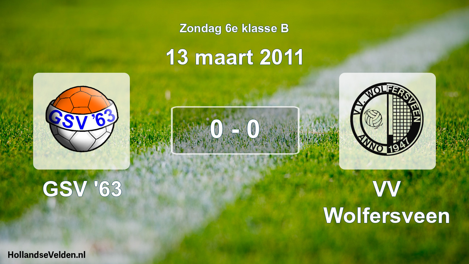 Total number of matches played: GSV '63 - VV Wolfersveen 0 - 0 (13 March 2011)