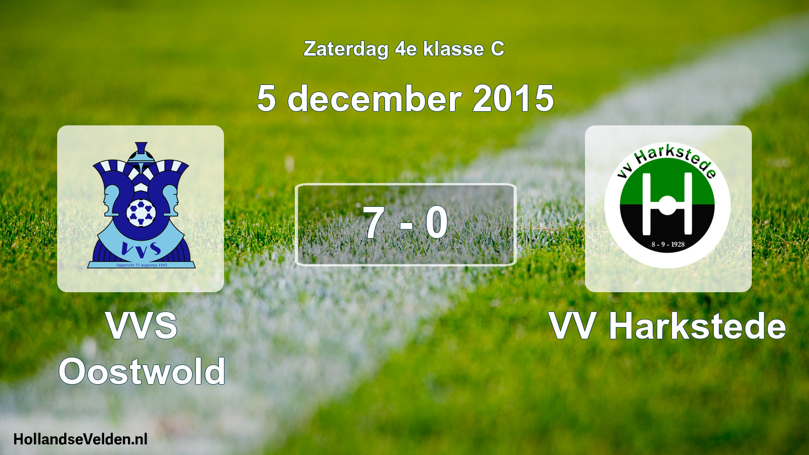Total number of matches played: VVS Oostwold - VV Harkstede 7 - 0 (5 December 2015)