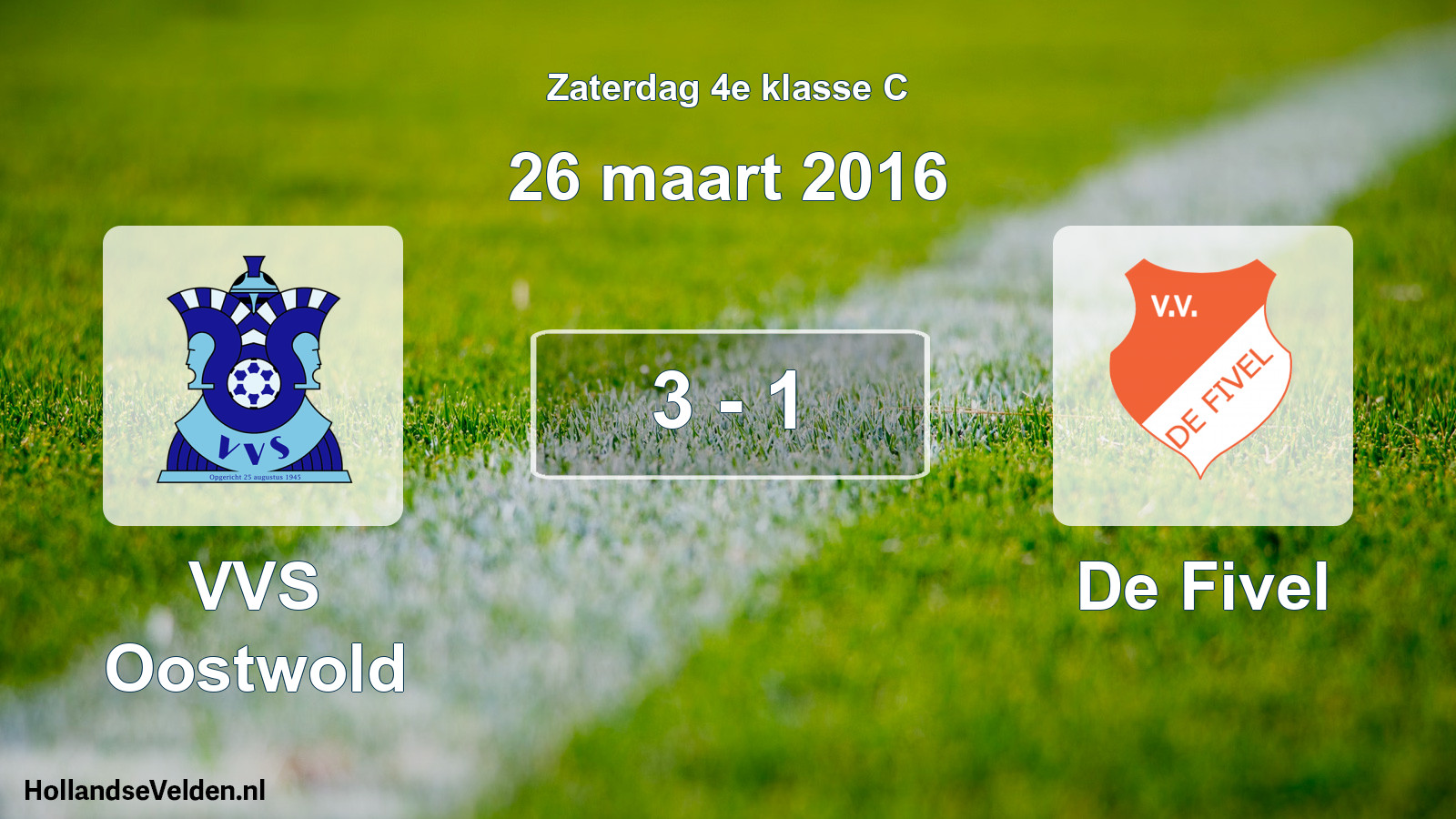 Total number of matches played: VVS Oostwold - De Fivel 3 - 1 (26 March 2016)