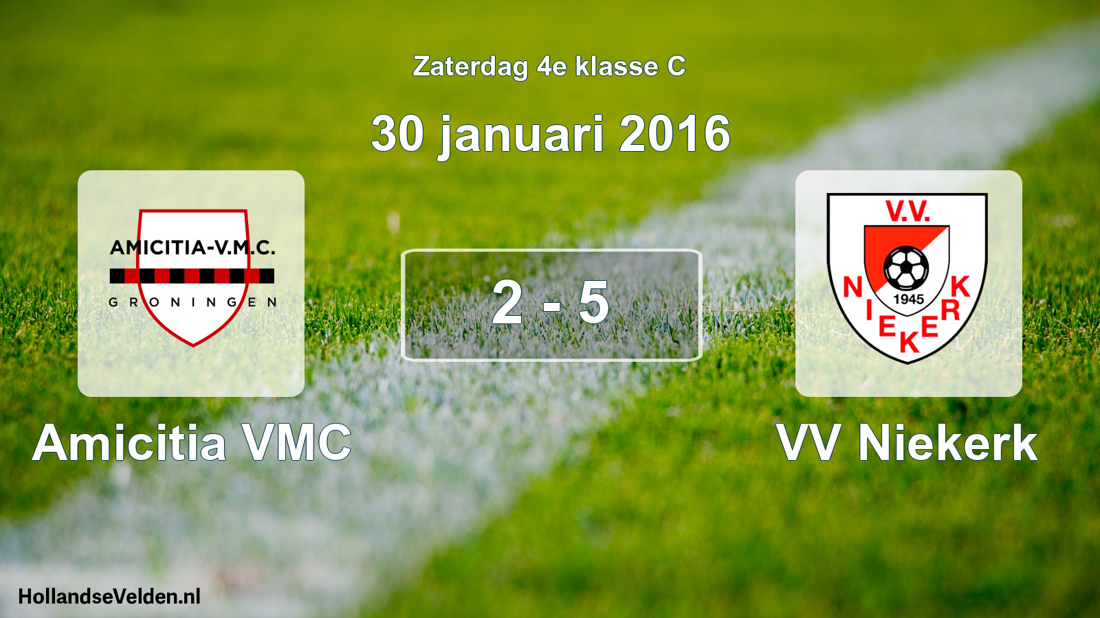 Total number of matches played: Amicitia VMC - VV Niekerk 2 - 5 (30 January 2016)