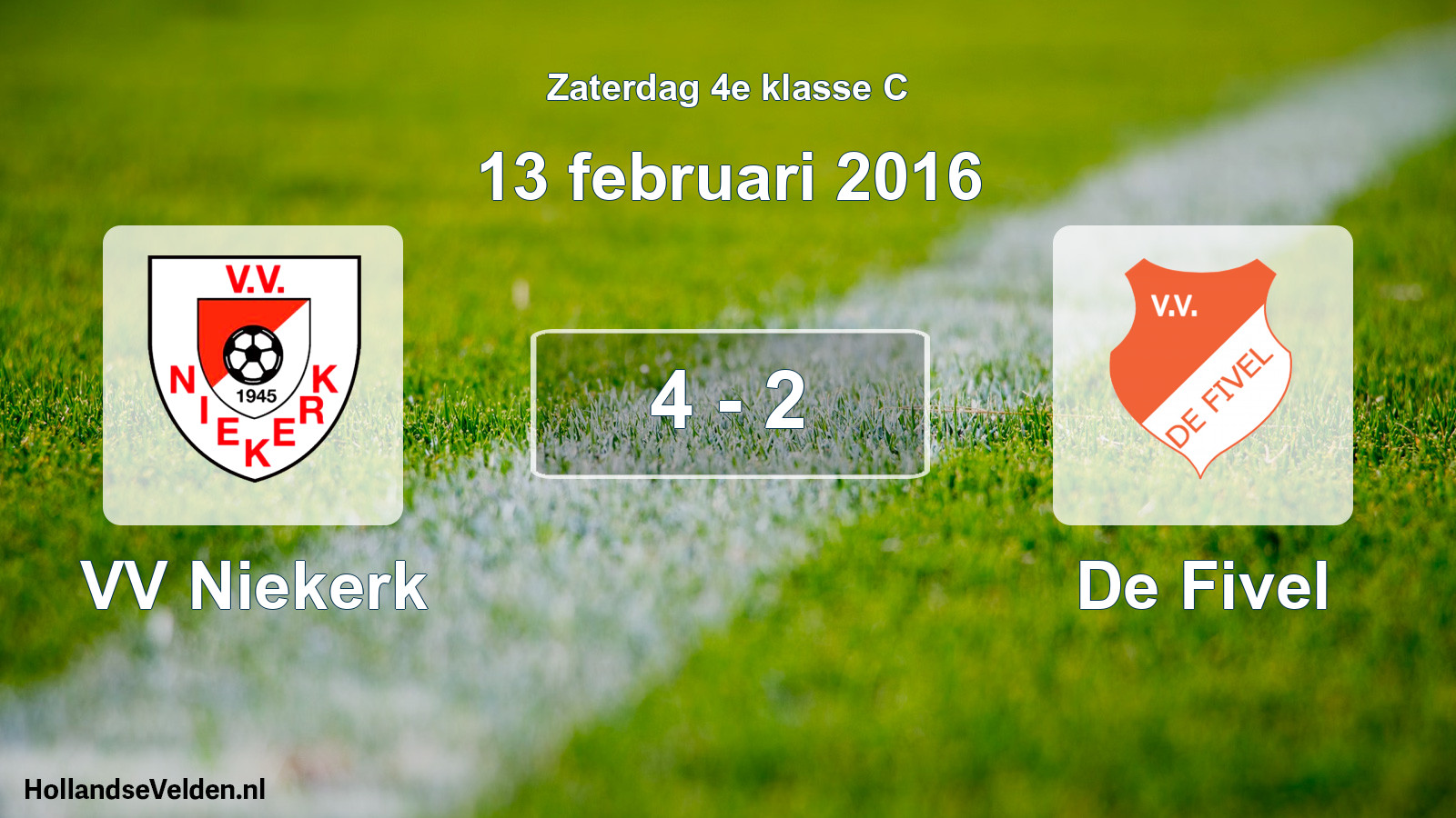 Total number of matches played: VV Niekerk - De Fivel 4 - 2 (13 February 2016)
