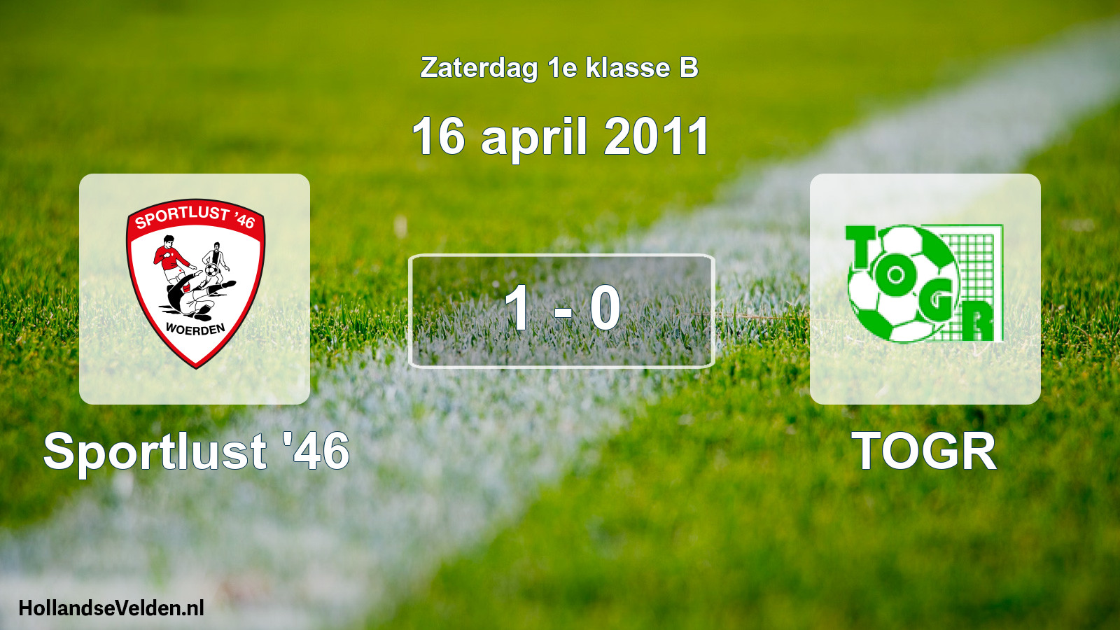 Total number of matches played: Sportlust '46 - TOGR 1 - 0 (16 April 2011)