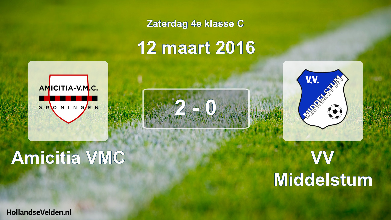 Total number of matches played: Amicitia VMC - VV Middelstum 2 - 0 (12 March 2016)