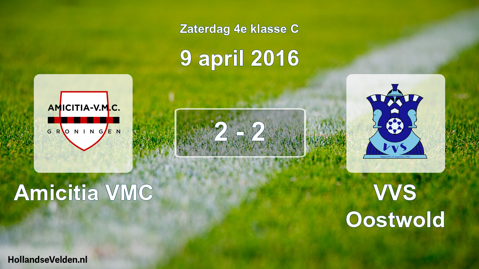 Total number of matches played: Amicitia VMC - VVS Oostwold 2 - 2 (9 April 2016)