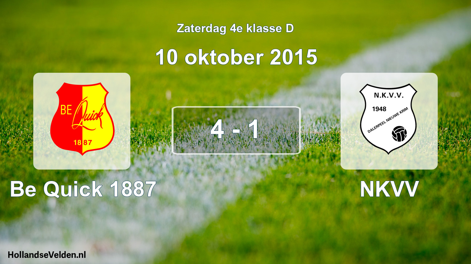 Total number of matches played: Be Quick 1887 - NKVV 4 - 1 (10 October 2015)