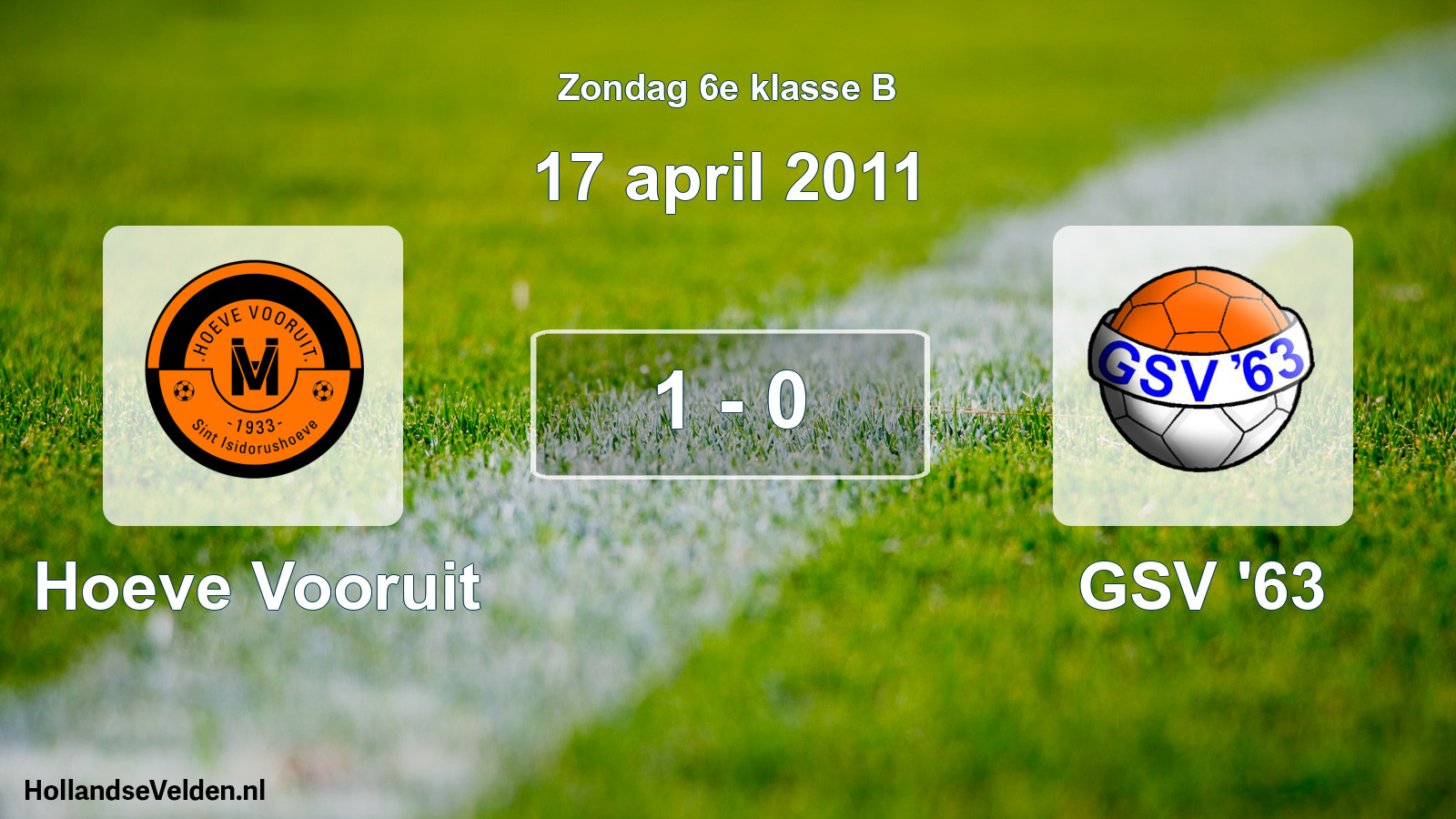 Total number of matches played: Hoeve Vooruit - GSV '63 1 - 0 (17 April 2011)