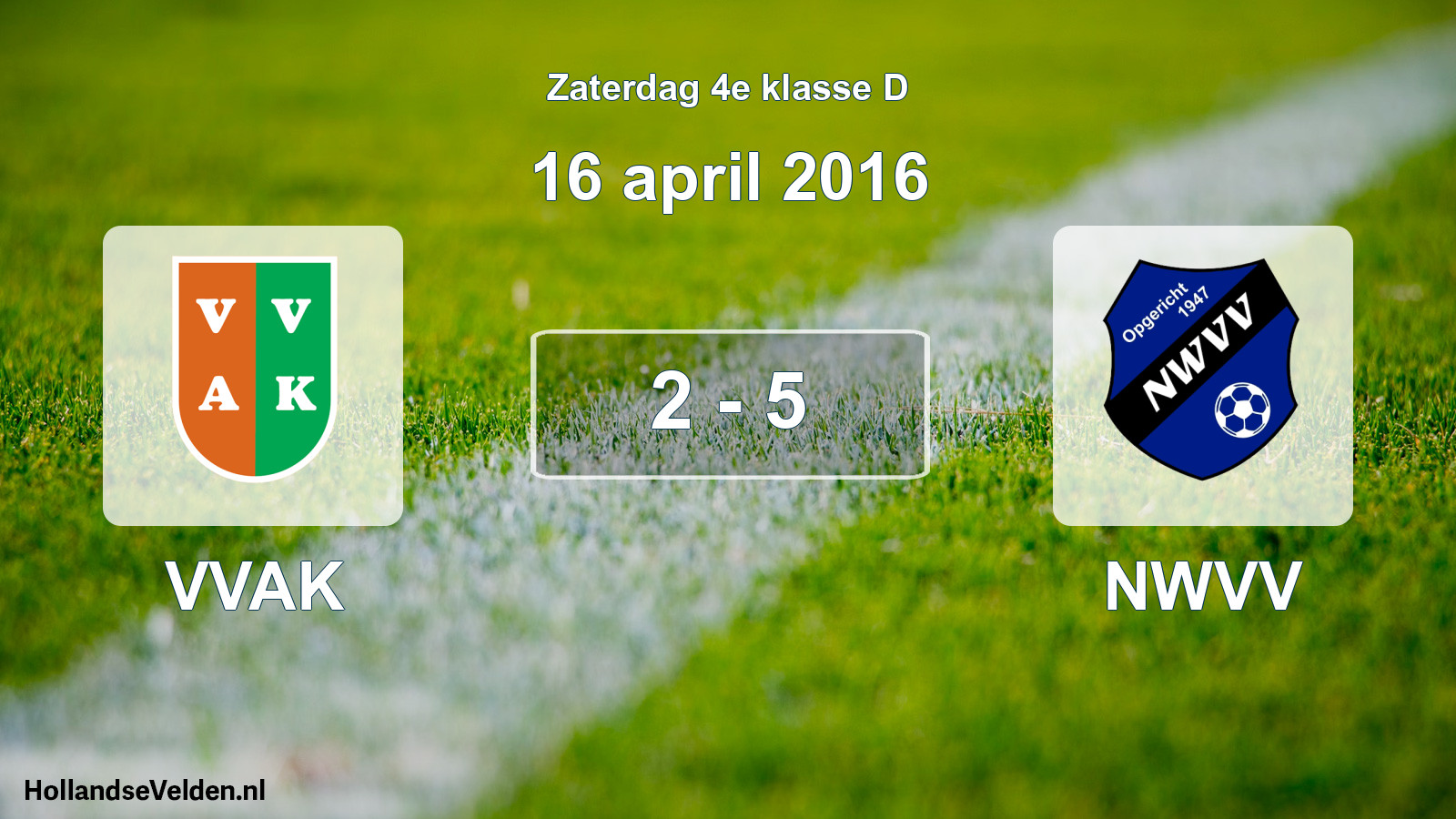 Total number of matches played: VVAK - NWVV 2 - 5 (16 April 2016)