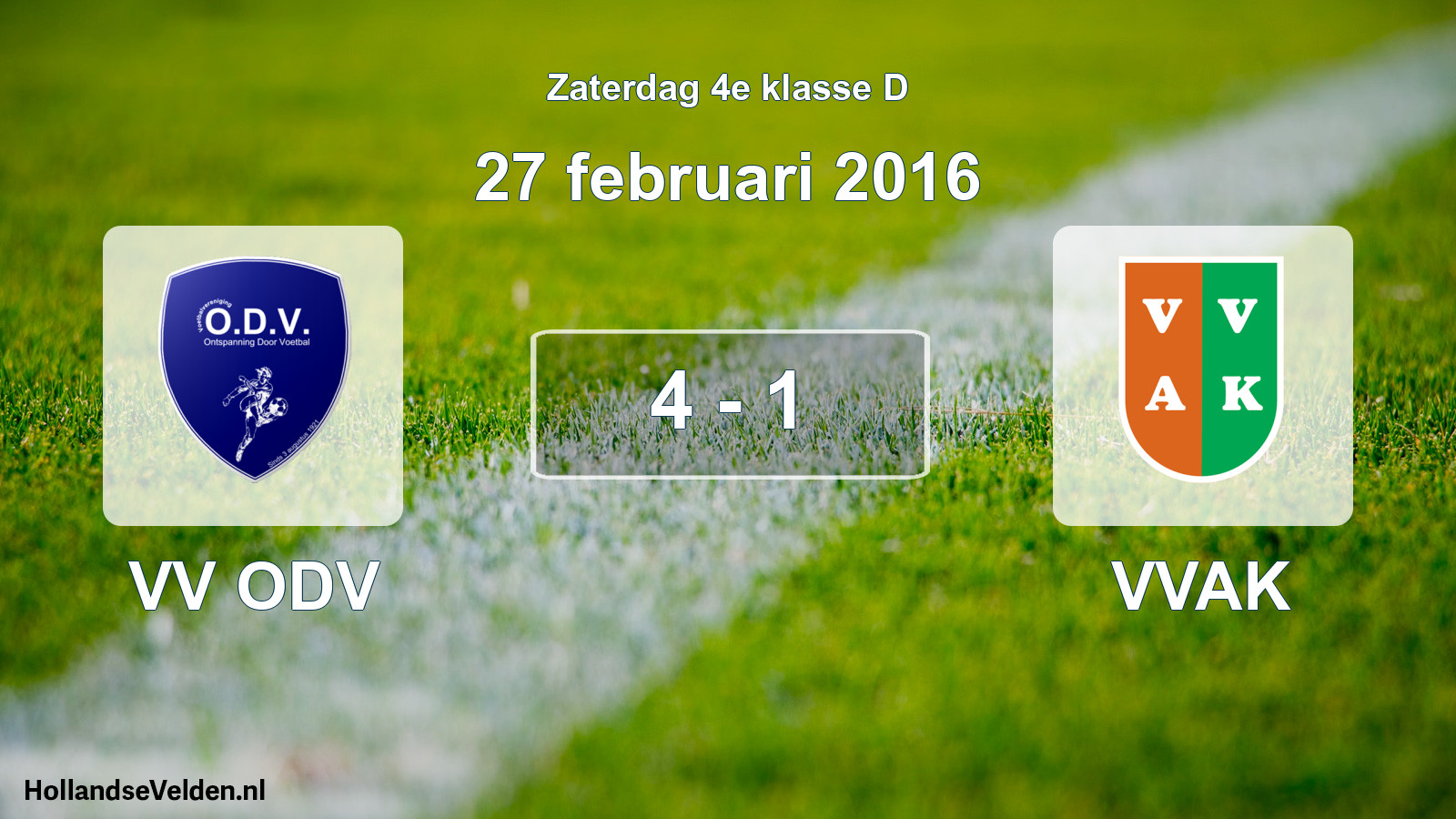 Total number of matches played: VV ODV - VVAK 4 - 1 (27 February 2016)