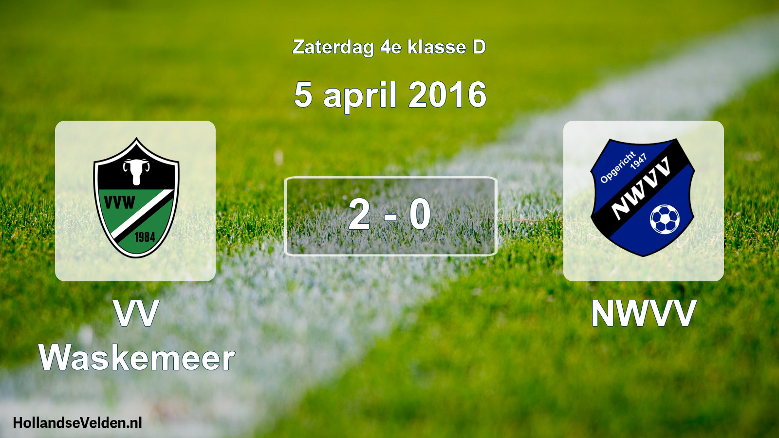 Total number of matches played: VV Waskemeer - NWVV 2 - 0 (5 April 2016)