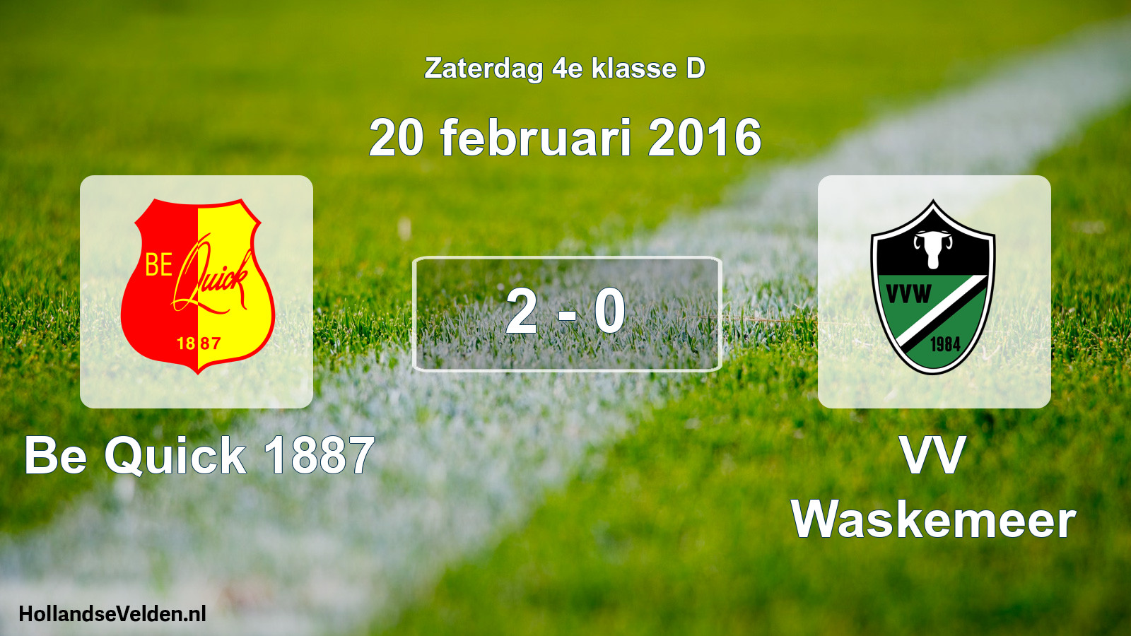 Total number of matches played: Be Quick 1887 - VV Waskemeer 2 - 0 (20 February 2016)