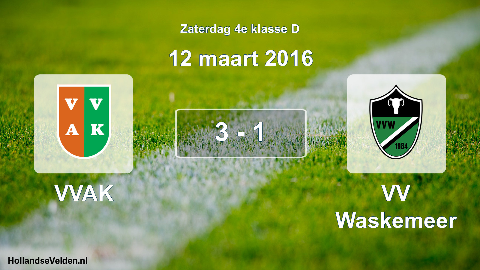 Total number of matches played: VVAK - VV Waskemeer 3 - 1 (12 March 2016)
