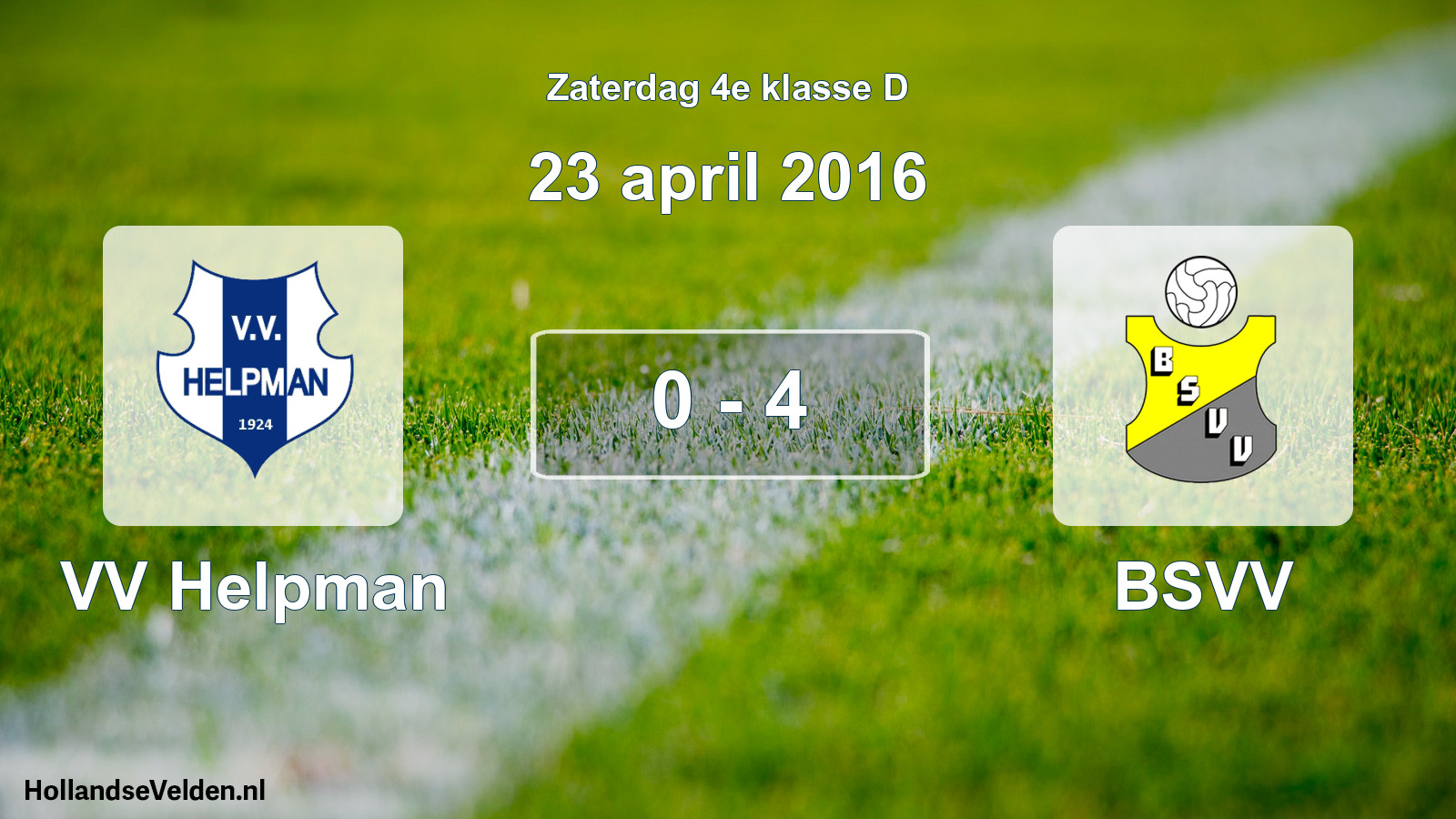 Total number of matches played: VV Helpman - BSVV 0 - 4 (23 April 2016)