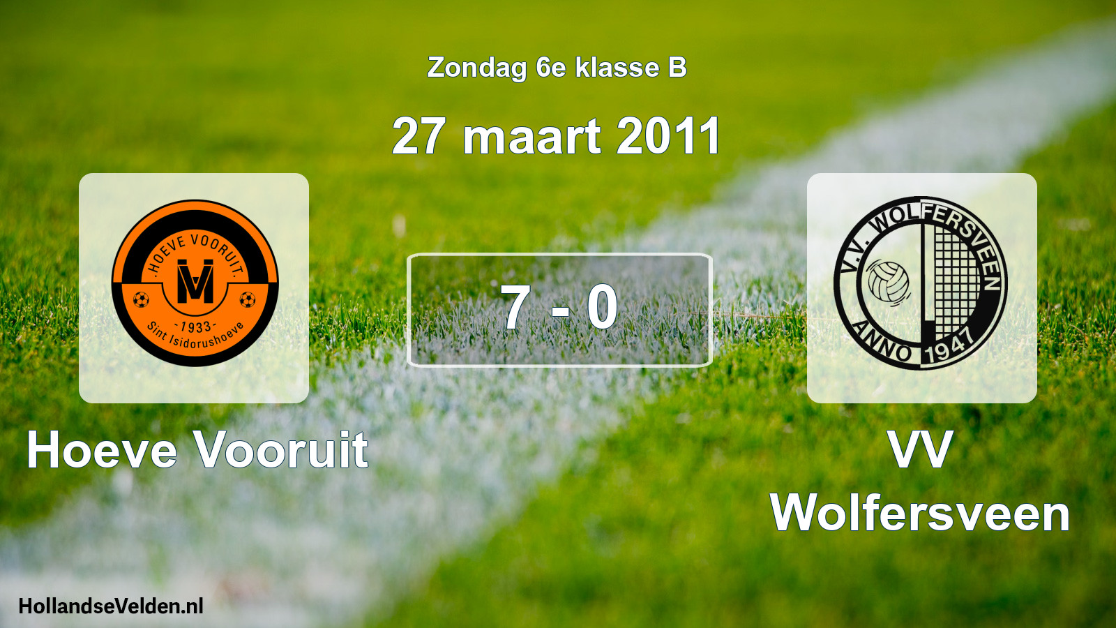 Total number of matches played: Hoeve Vooruit - VV Wolfersveen 7 - 0 (27 March 2011)