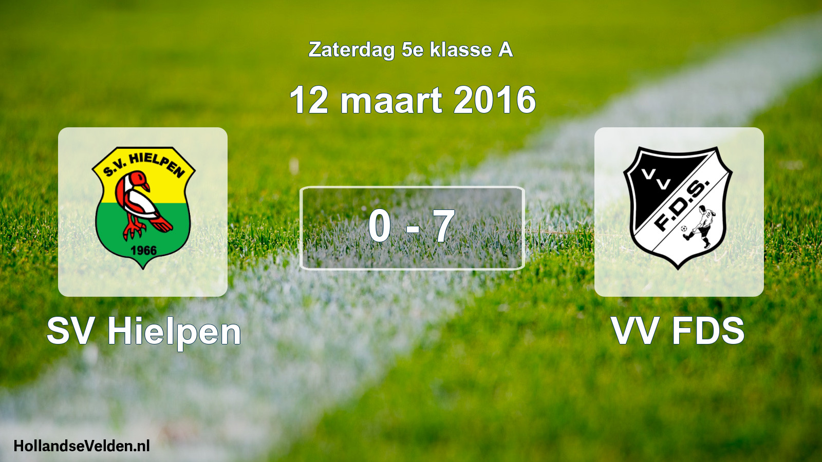 Total number of matches played: SV Hielpen - VV FDS 0 - 7 (12 March 2016)
