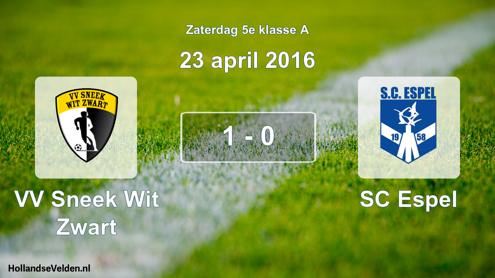 Total number of matches played: VV Sneek Wit Zwart - SC Espel 1 - 0 (23 April 2016)