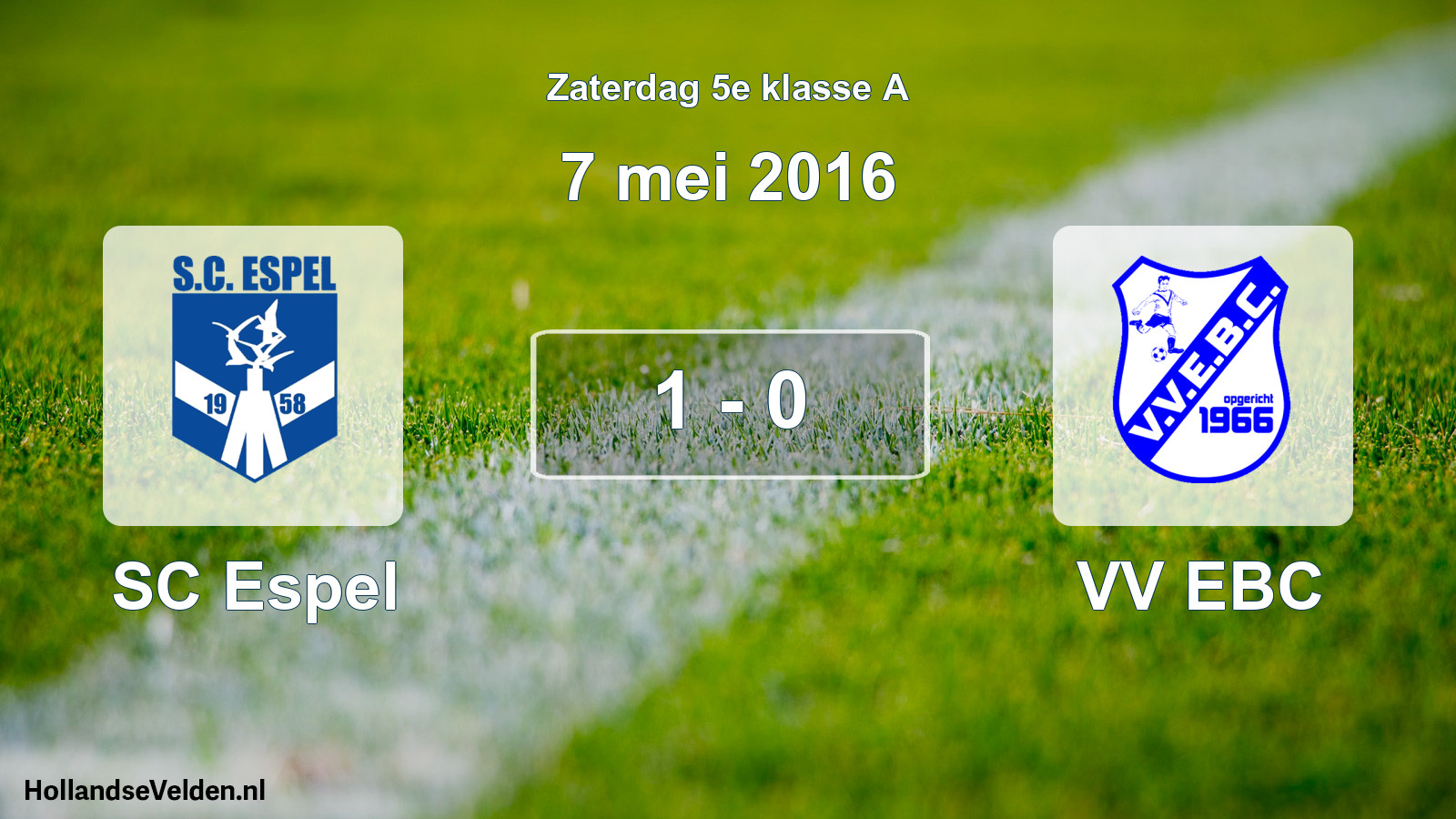 Total number of matches played: SC Espel - VV EBC 1 - 0 (7 May 2016)