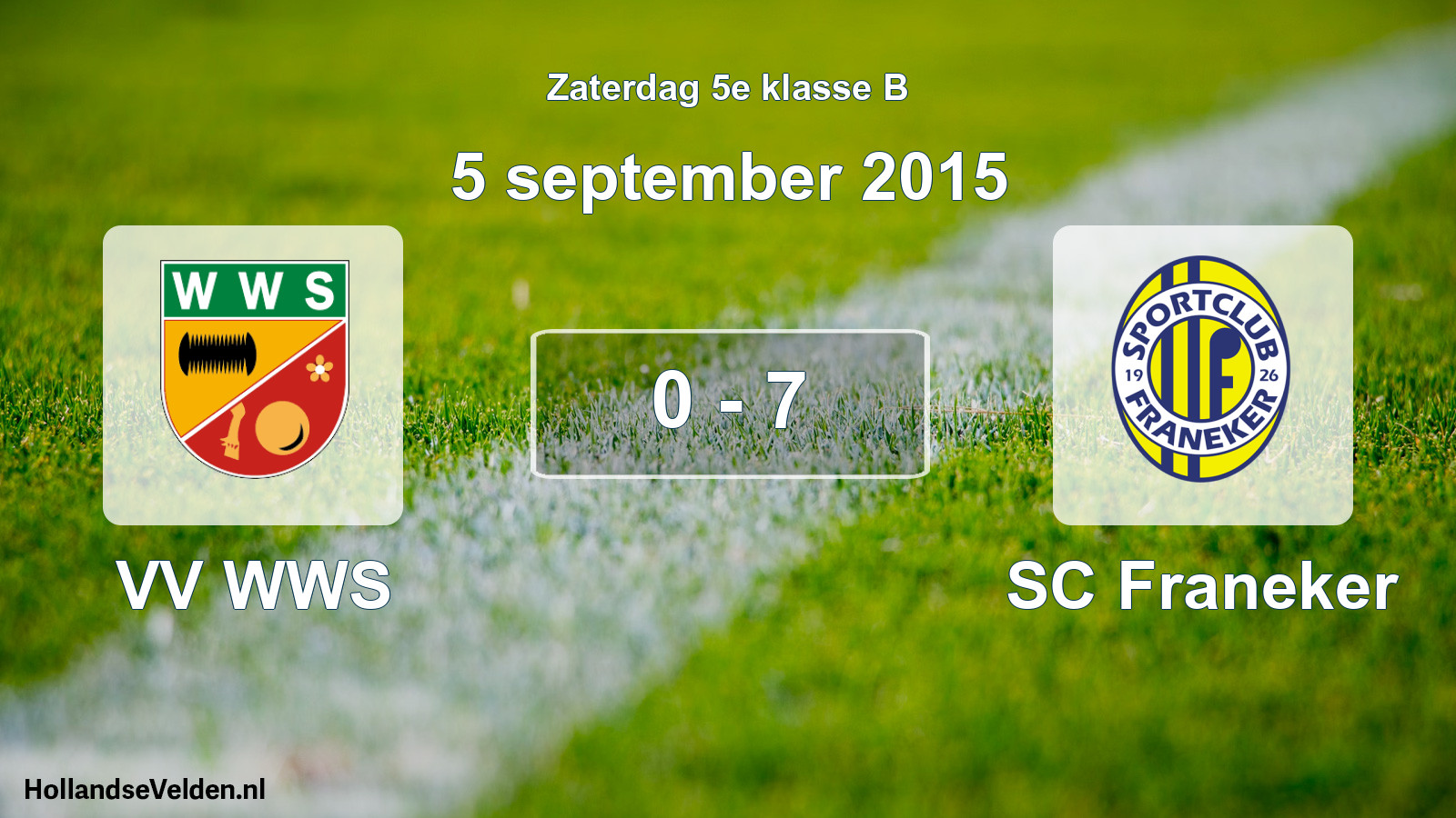 Total number of matches played: VV WWS - SC Franeker 0 - 7 (5 September 2015)