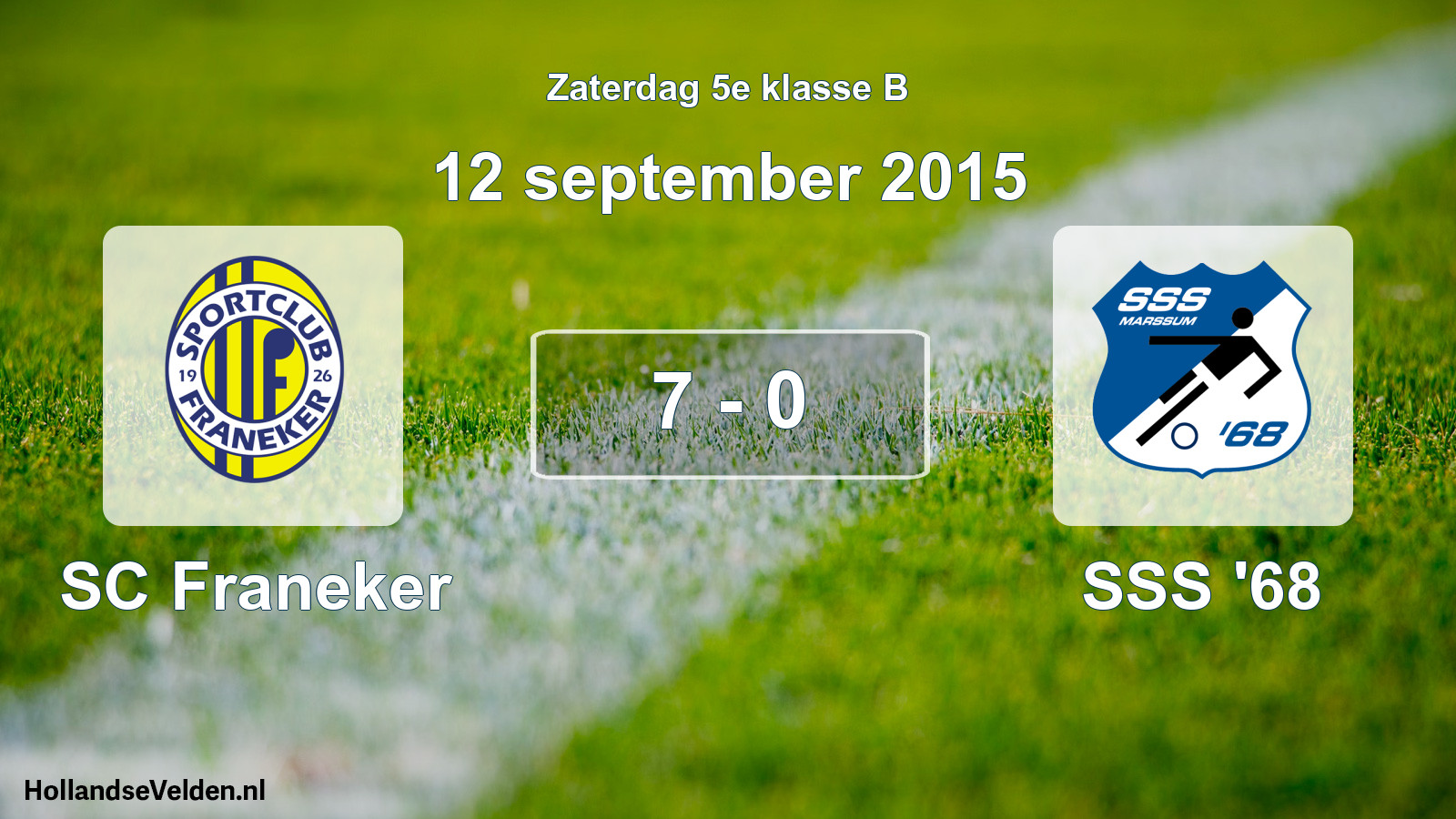 Total number of matches played: SC Franeker - SSS '68 7 - 0 (12 September 2015)