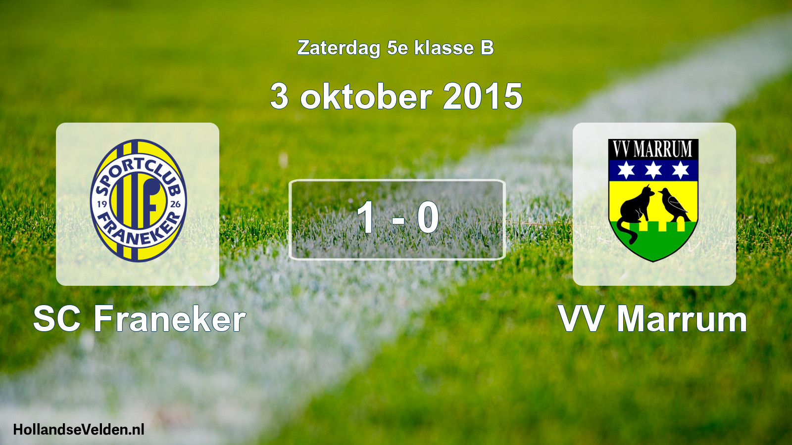 Total number of matches played: SC Franeker - VV Marrum 1 - 0 (3 October 2015)
