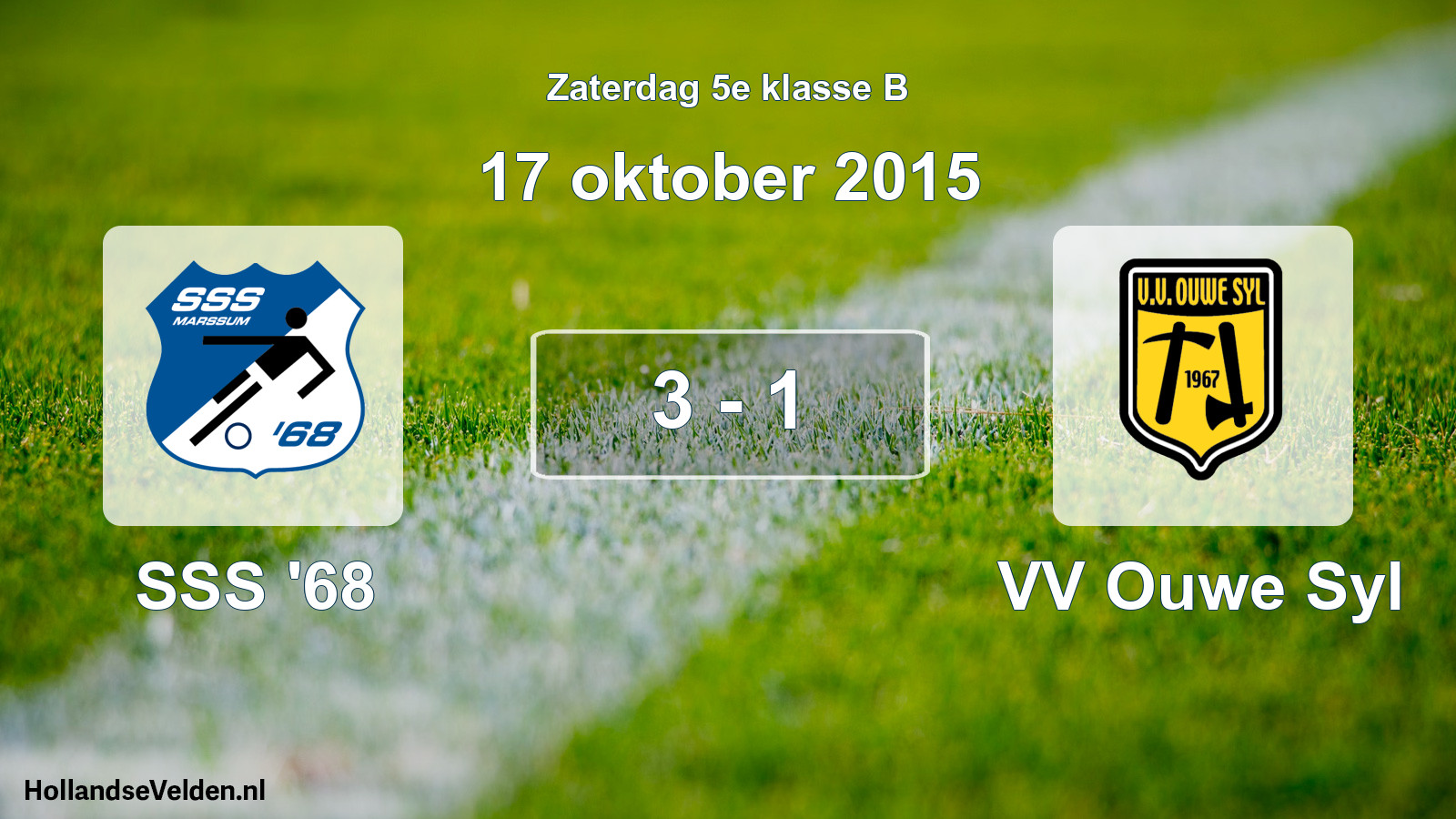 Total number of matches played: SSS '68 - VV Ouwe Syl 3 - 1 (17 October 2015)