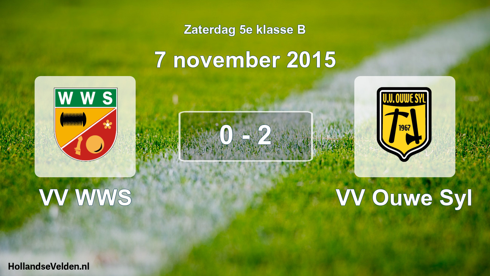 Total number of matches played: VV WWS - VV Ouwe Syl 0 - 2 (7 November 2015)