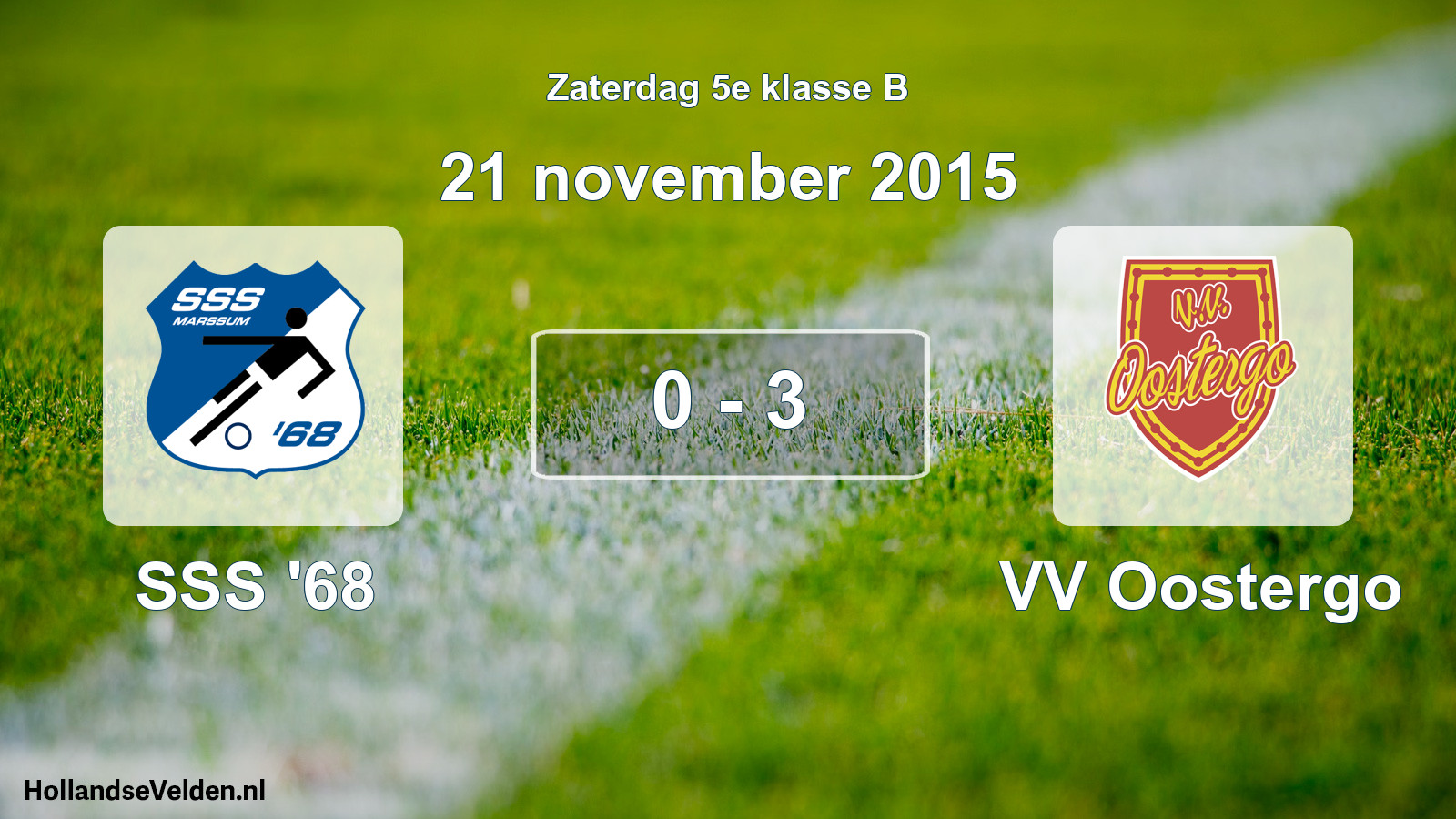 Total number of matches played: SSS '68 - VV Oostergo 0 - 3 (21 November 2015)