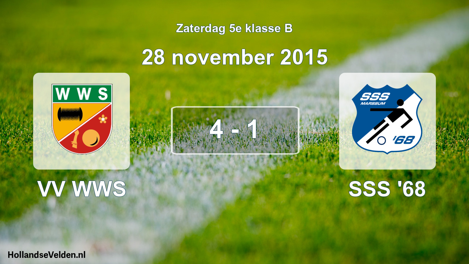 Total number of matches played: VV WWS - SSS '68 4 - 1 (28 November 2015)