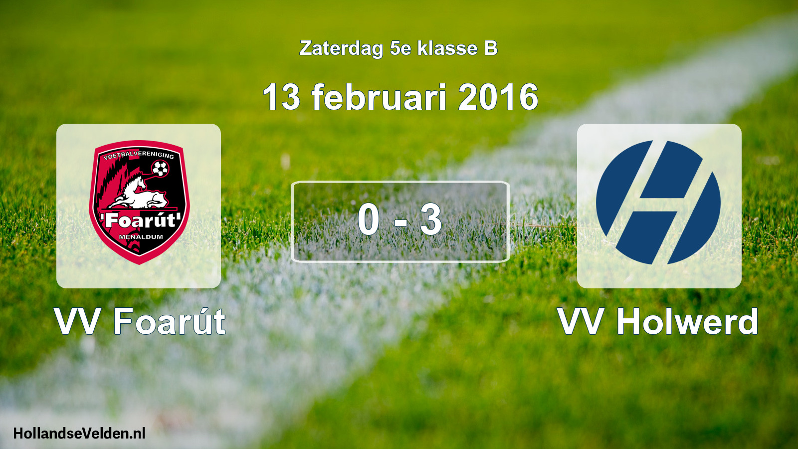 Total number of matches played: VV Foarút - VV Holwerd 0 - 3 (13 February 2016)