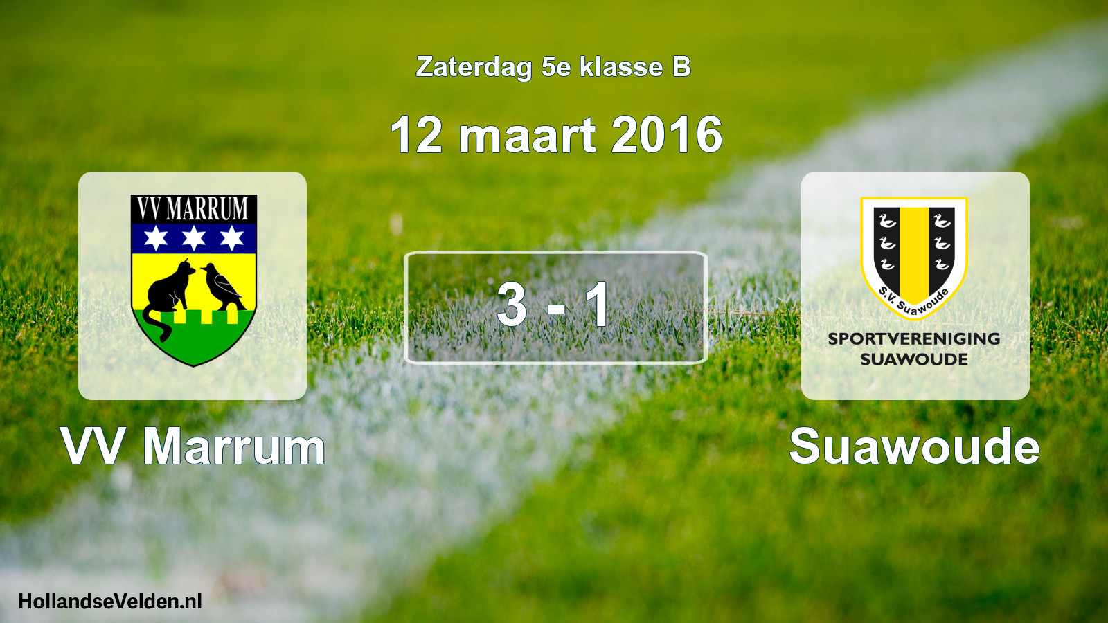 Total number of matches played: VV Marrum - Suawoude 3 - 1 (12 March 2016)