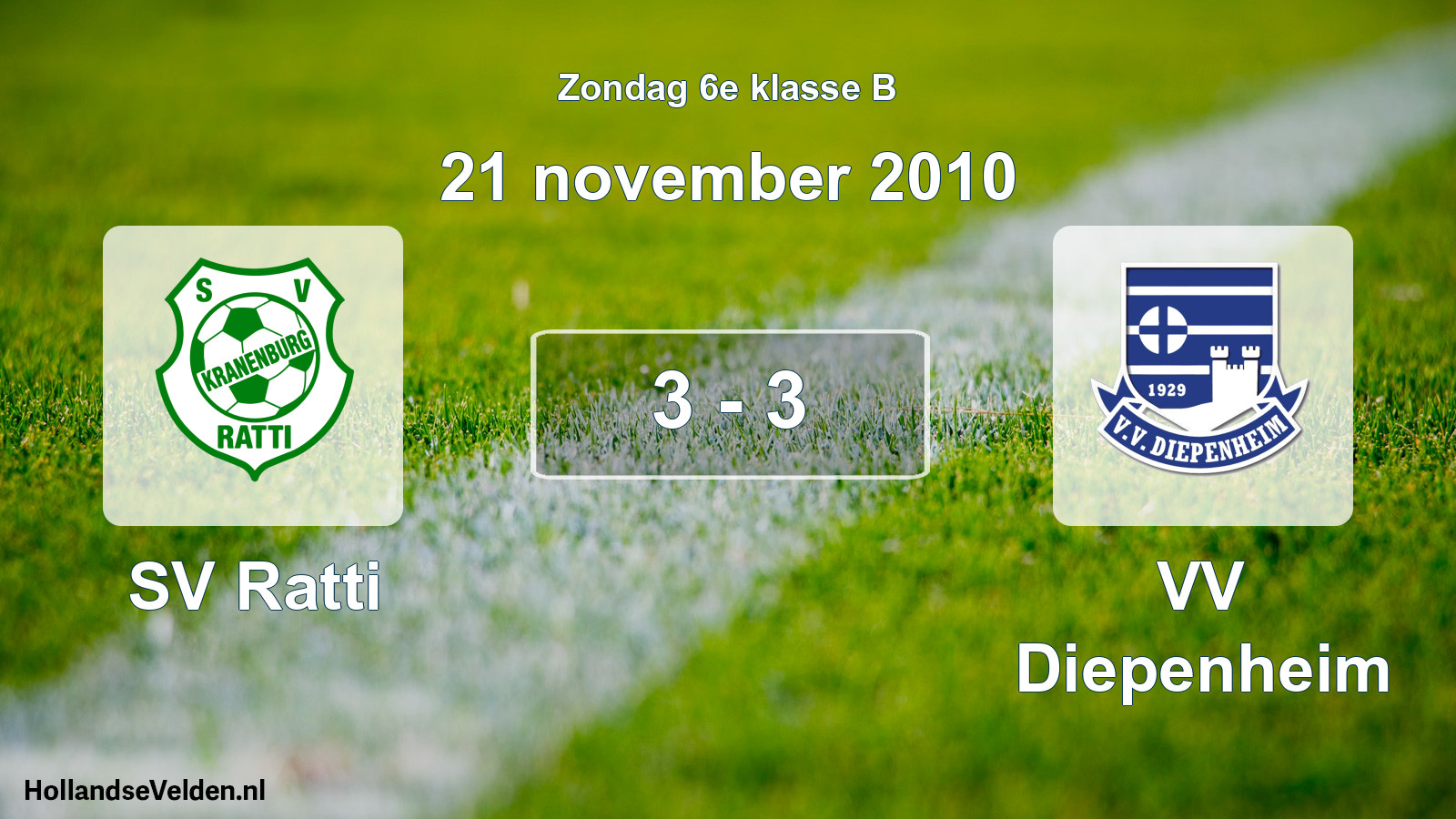 Total number of matches played: SV Ratti - VV Diepenheim 3 - 3 (21 November 2010)