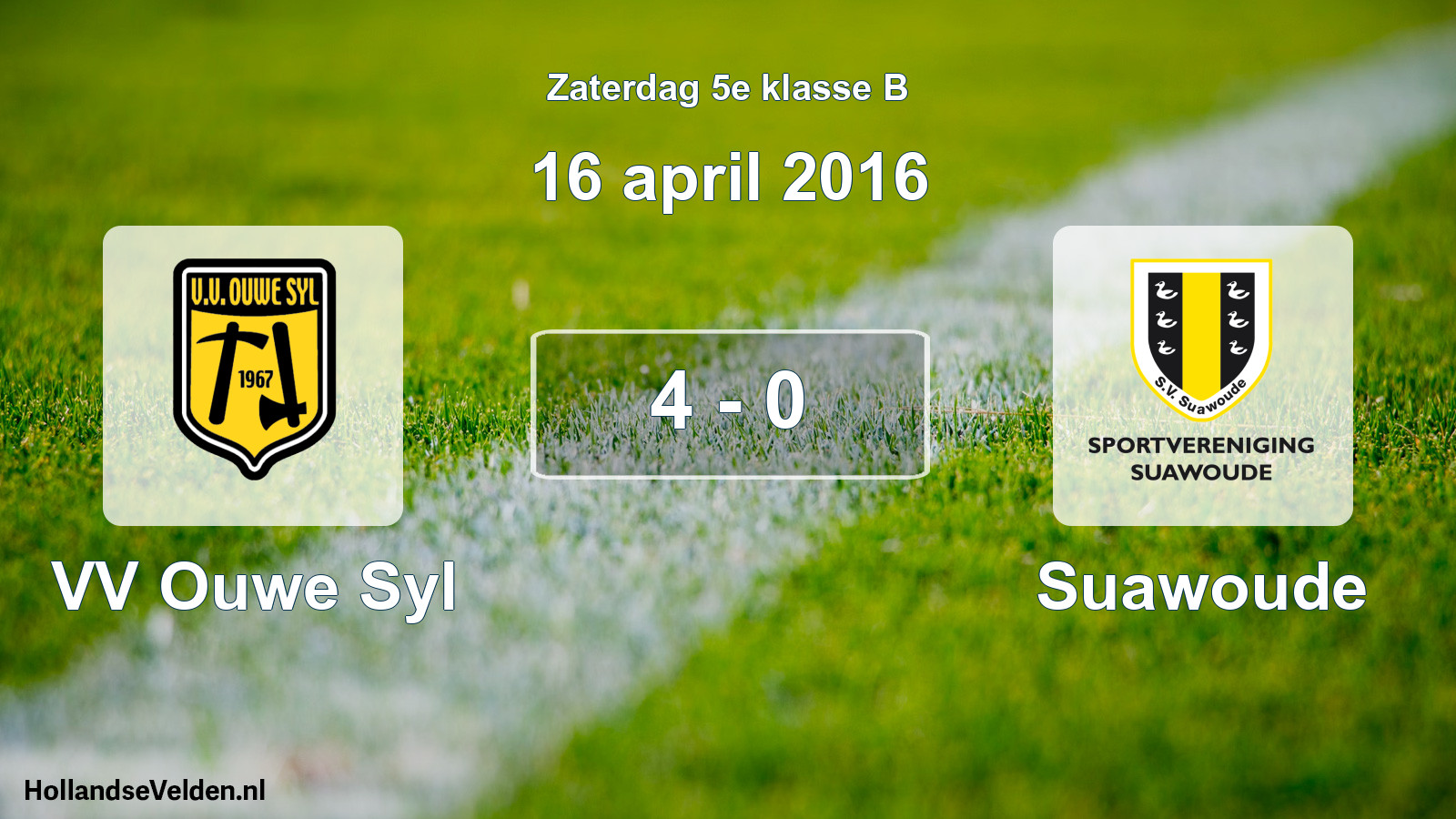 Total number of matches played: VV Ouwe Syl - Suawoude 4 - 0 (16 April 2016)