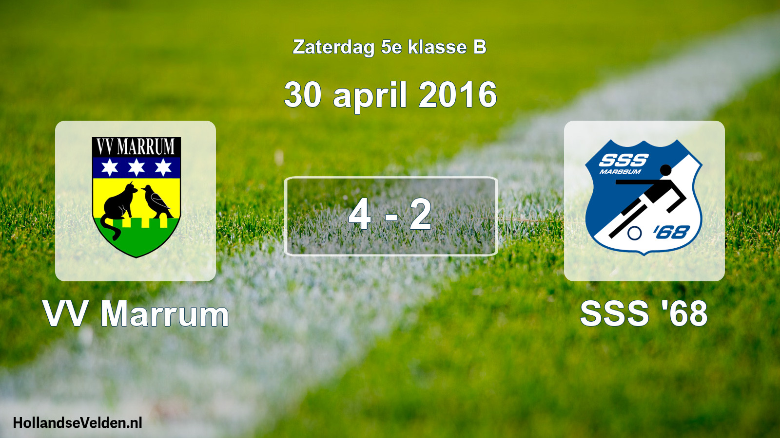 Total number of matches played: VV Marrum - SSS '68 4 - 2 (30 April 2016)