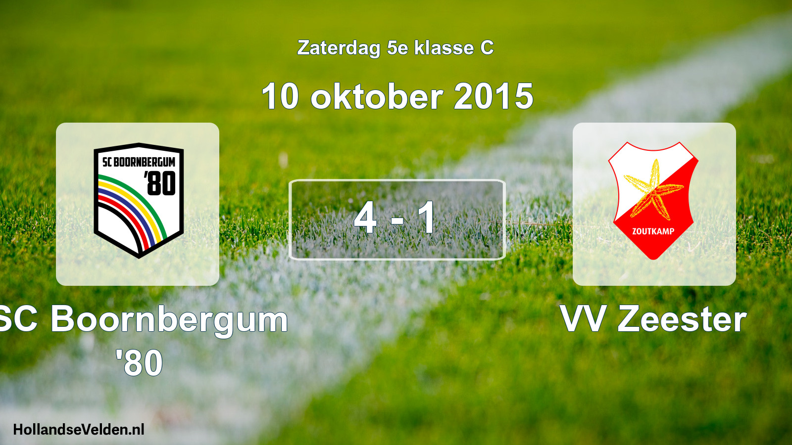 Total number of matches played: SC Boornbergum '80 - VV Zeester 4 - 1 (10 October 2015)