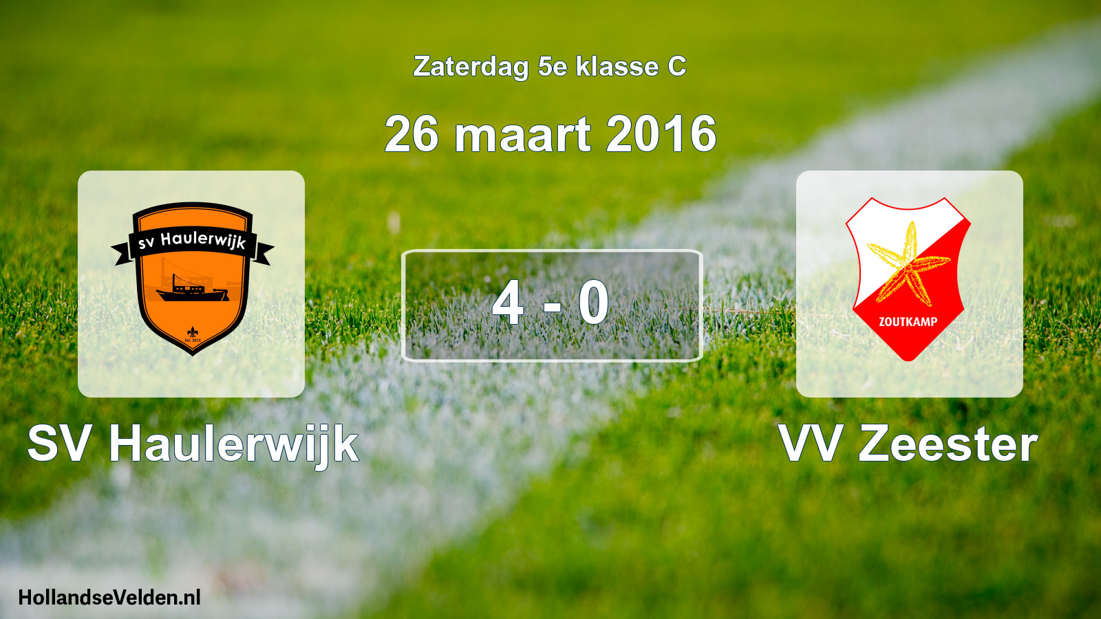Total number of matches played: SV Haulerwijk - VV Zeester 4 - 0 (26 March 2016)