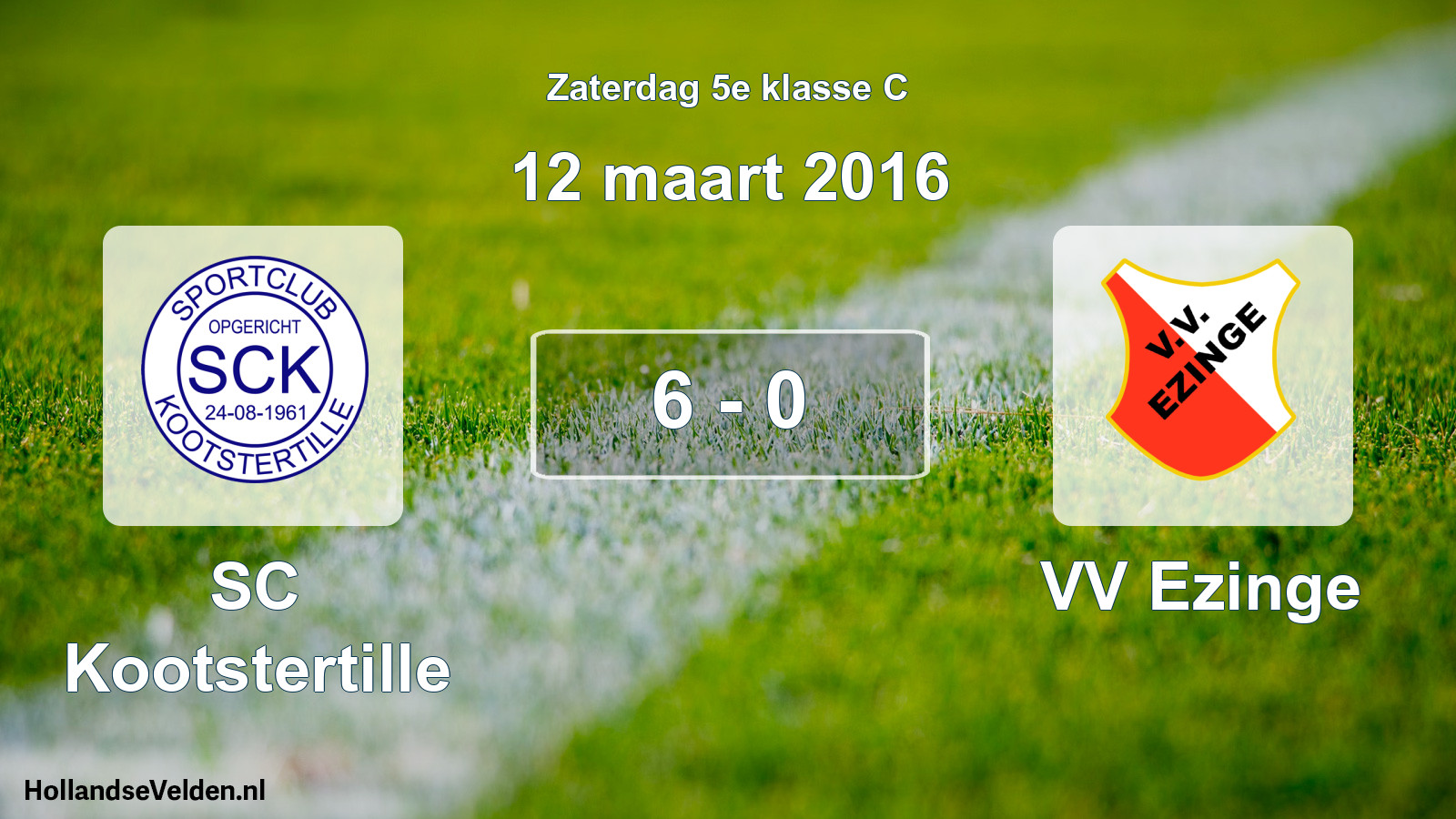 Total number of matches played: SC Kootstertille - VV Ezinge 6 - 0 (12 March 2016)
