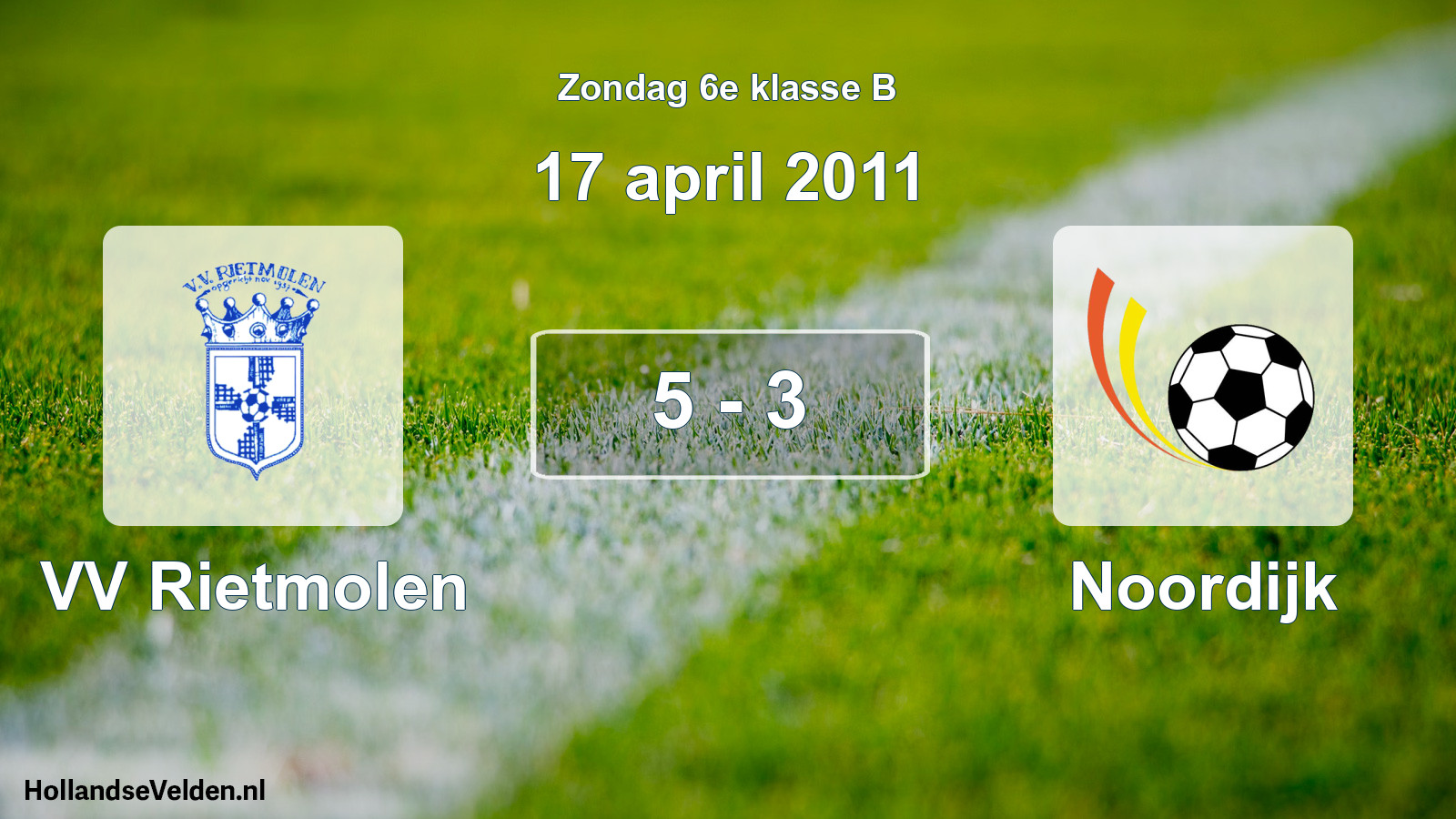 Total number of matches played: VV Rietmolen - Noordijk 5 - 3 (17 April 2011)