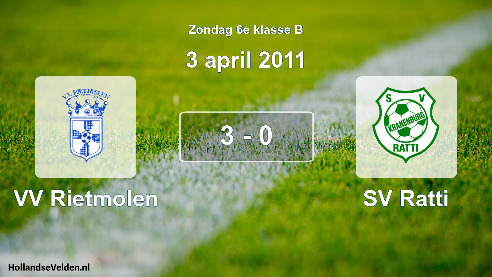 Total number of matches played: VV Rietmolen - SV Ratti 3 - 0 (3 April 2011)