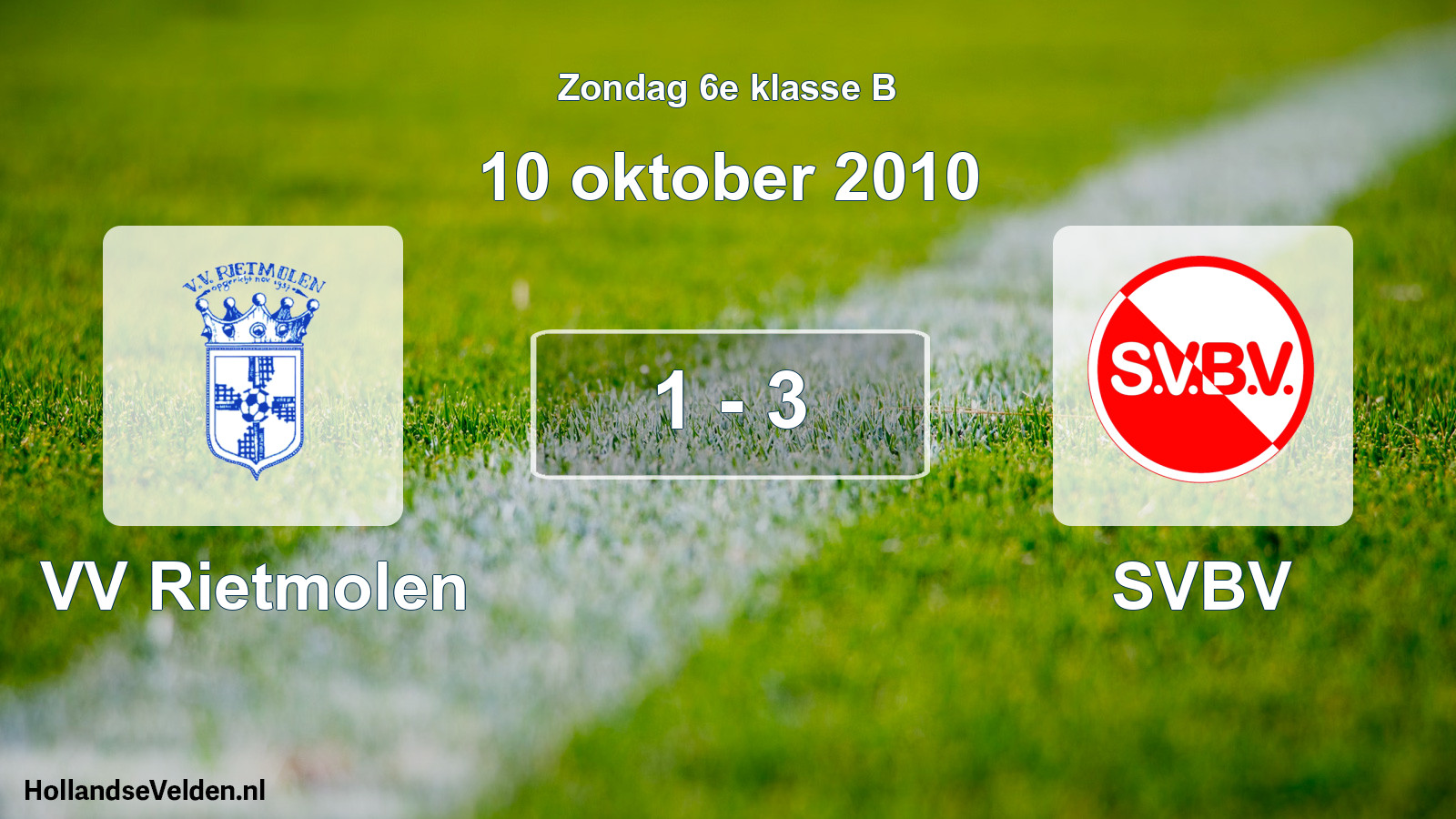Total number of matches played: VV Rietmolen - SVBV 1 - 3 (10 October 2010)