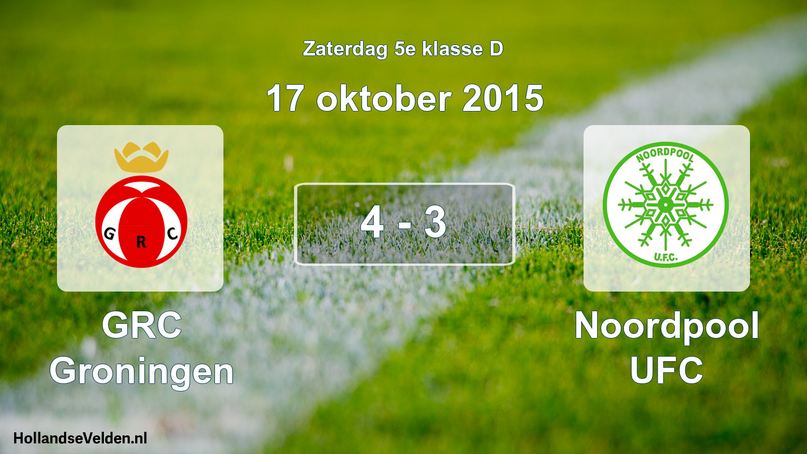 Total number of matches played: GRC Groningen - Noordpool UFC 4 - 3 (17 October 2015)