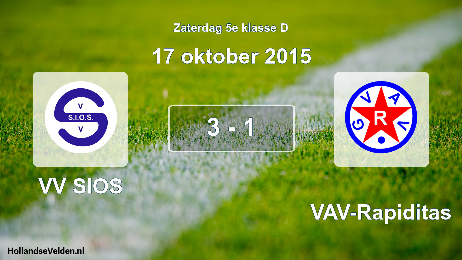 Total number of matches played: VV SIOS - GVAV-Rapiditas 3 - 1 (17 October 2015)