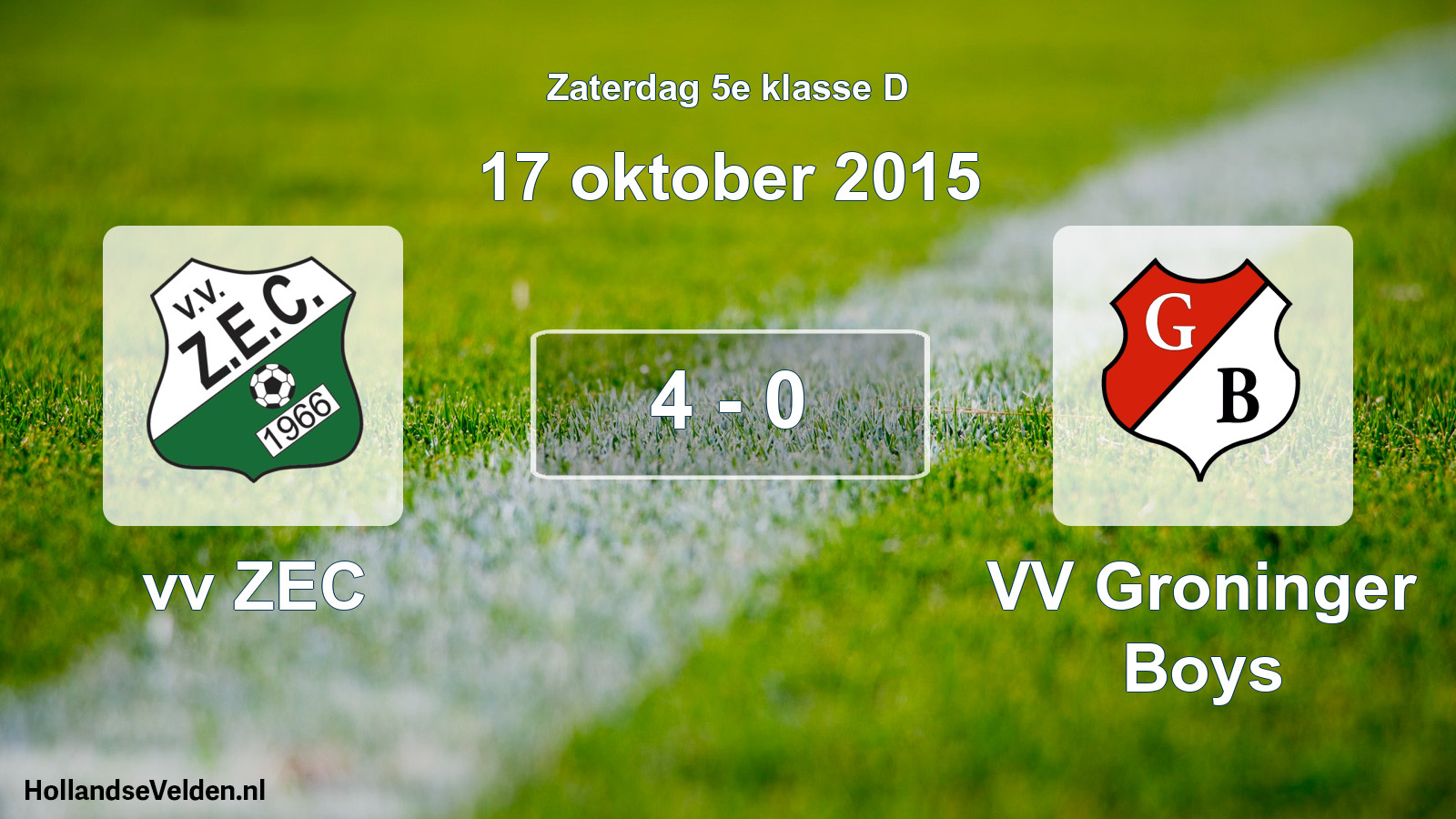 Total number of matches played: vv ZEC - VV Groninger Boys 4 - 0 (17 October 2015)