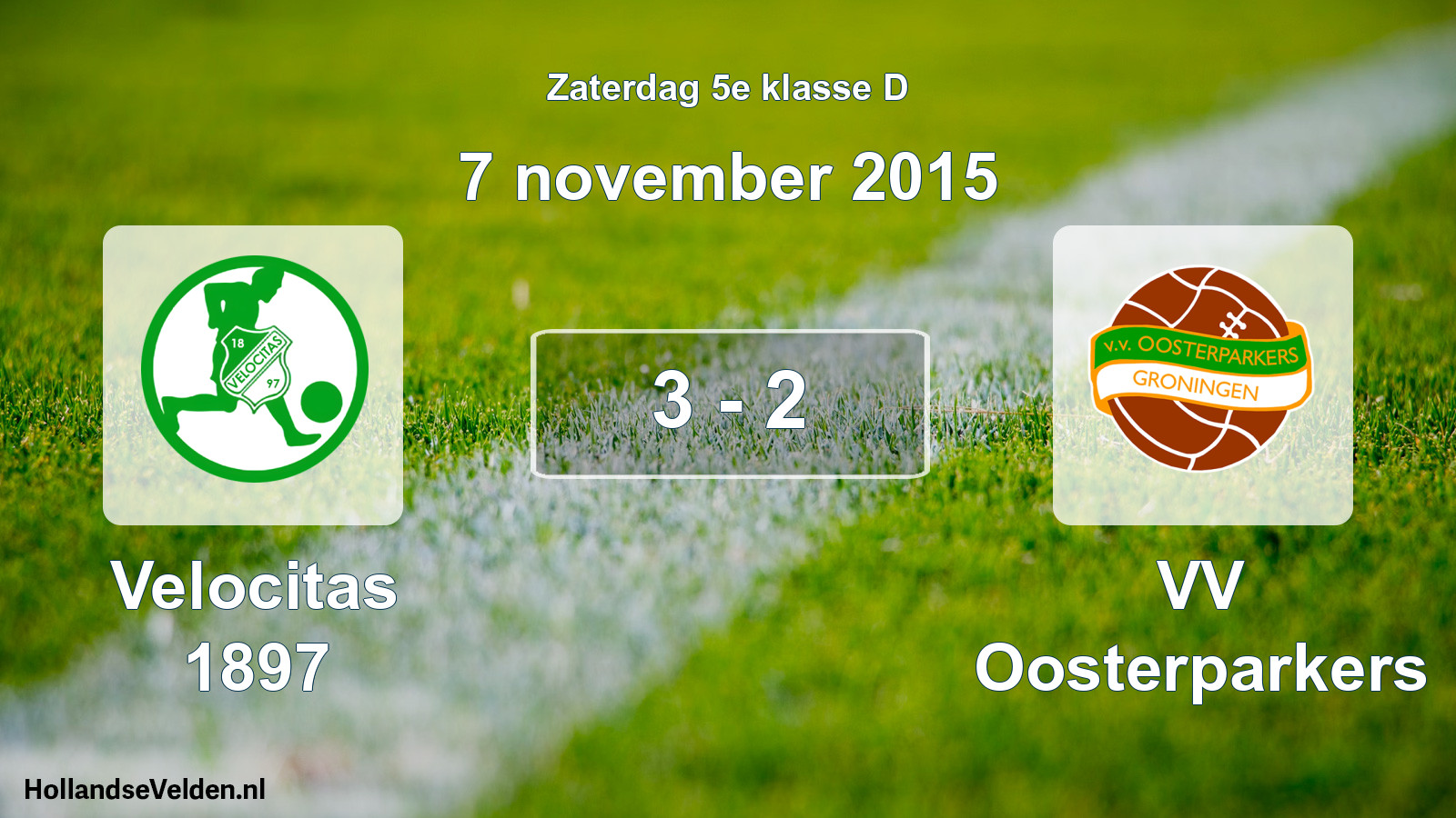 Total number of matches played: Velocitas 1897 - VV Oosterparkers 3 - 2 (7 November 2015)