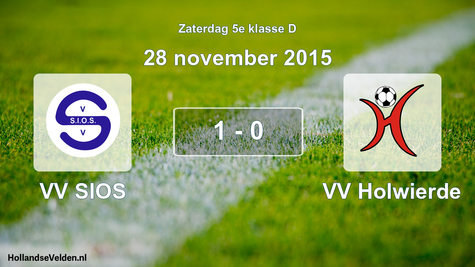 Total number of matches played: VV SIOS - VV Holwierde 1 - 0 (28 November 2015)