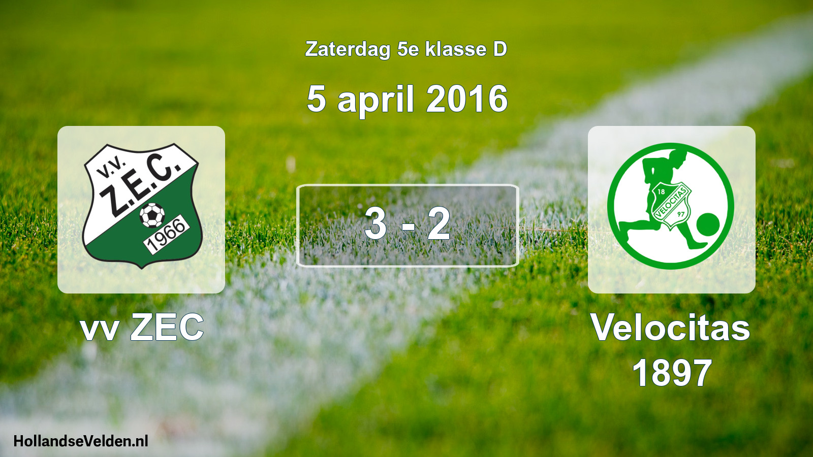Total number of matches played: vv ZEC - Velocitas 1897 3 - 2 (5 April 2016)